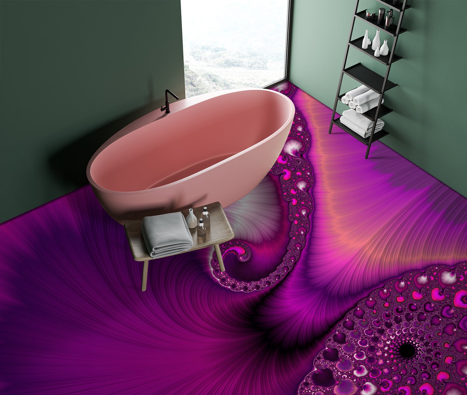 3D Fuchsia Pattern Thread 102148 Andrea Haase Floor Mural