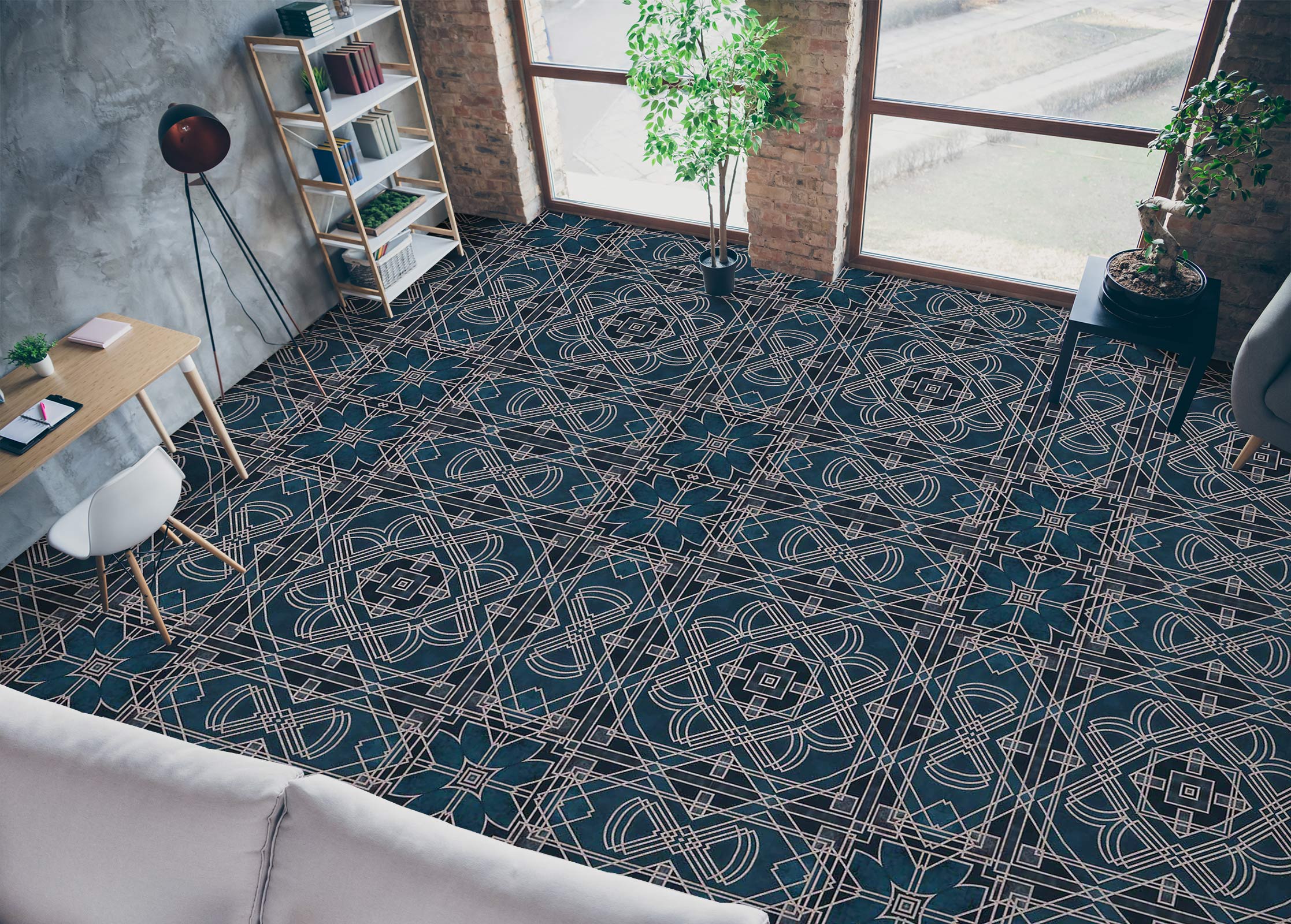 3D Navy Blue Texture 102112 Andrea Haase Floor Mural