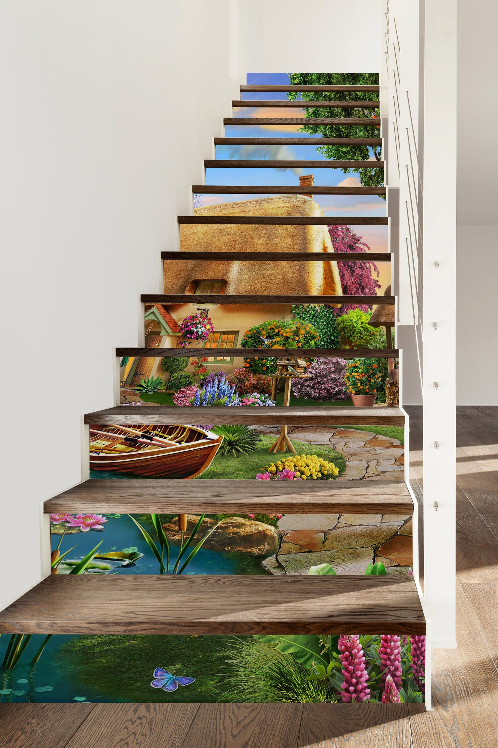 3D Lotus Pond Garden Cottage 96207 Adrian Chesterman Stair Risers