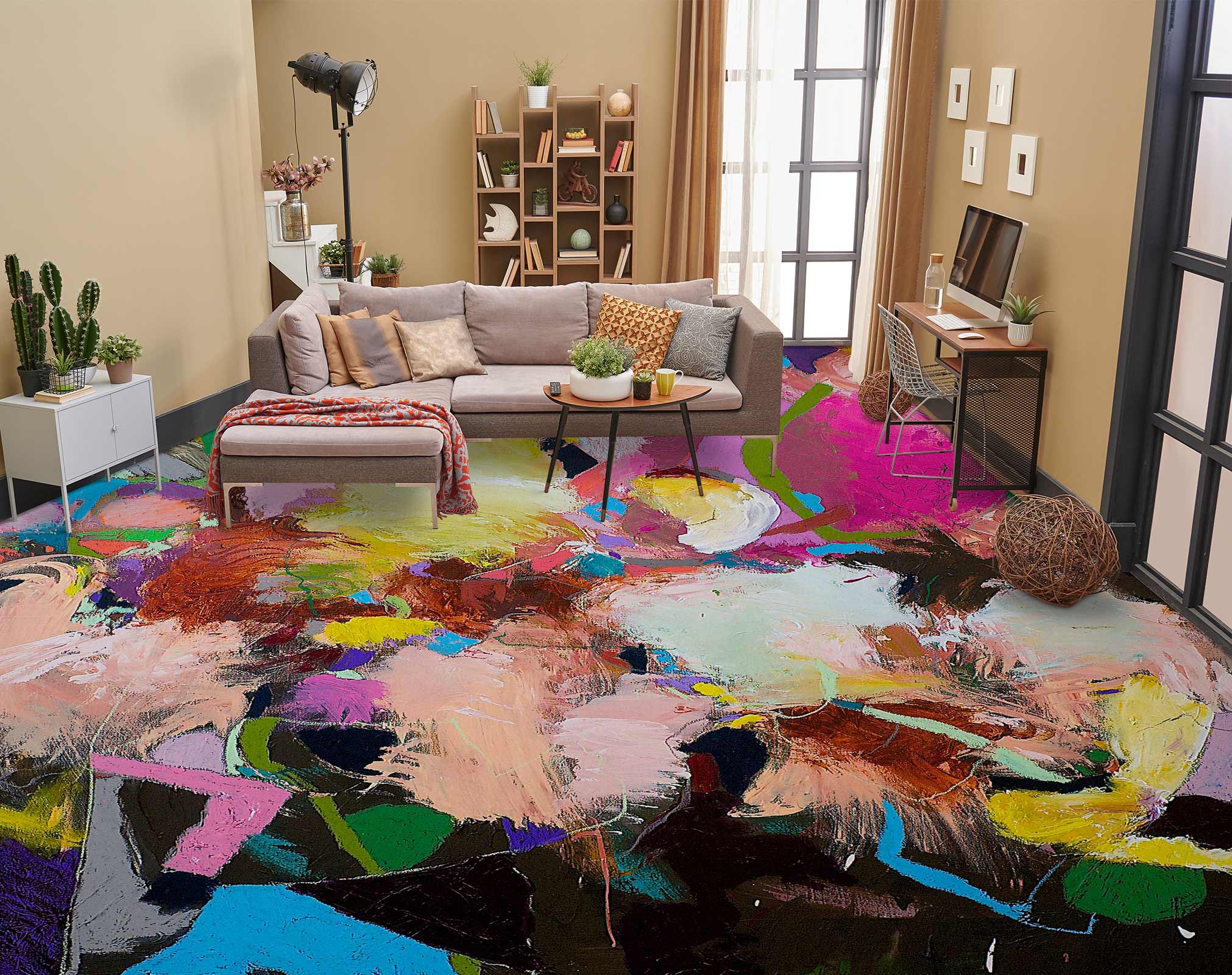 3D Colorful Paint Pattern 9608 Allan P. Friedlander Floor Mural