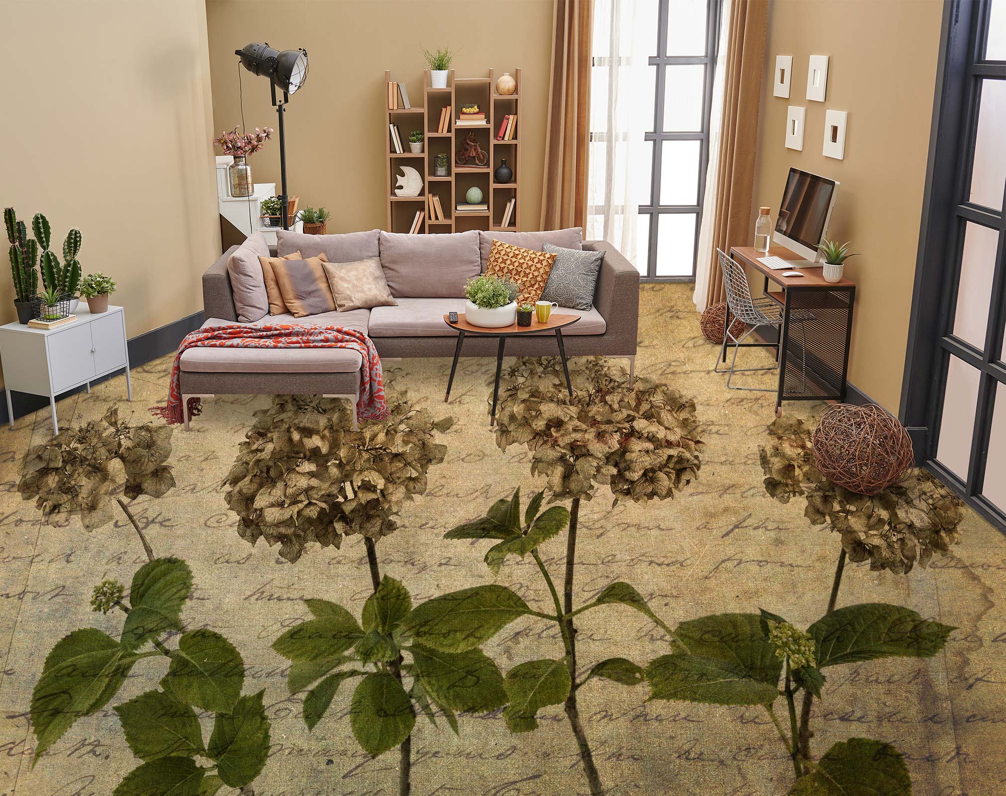 3D Flower Pattern 9867 Assaf Frank Floor Mural