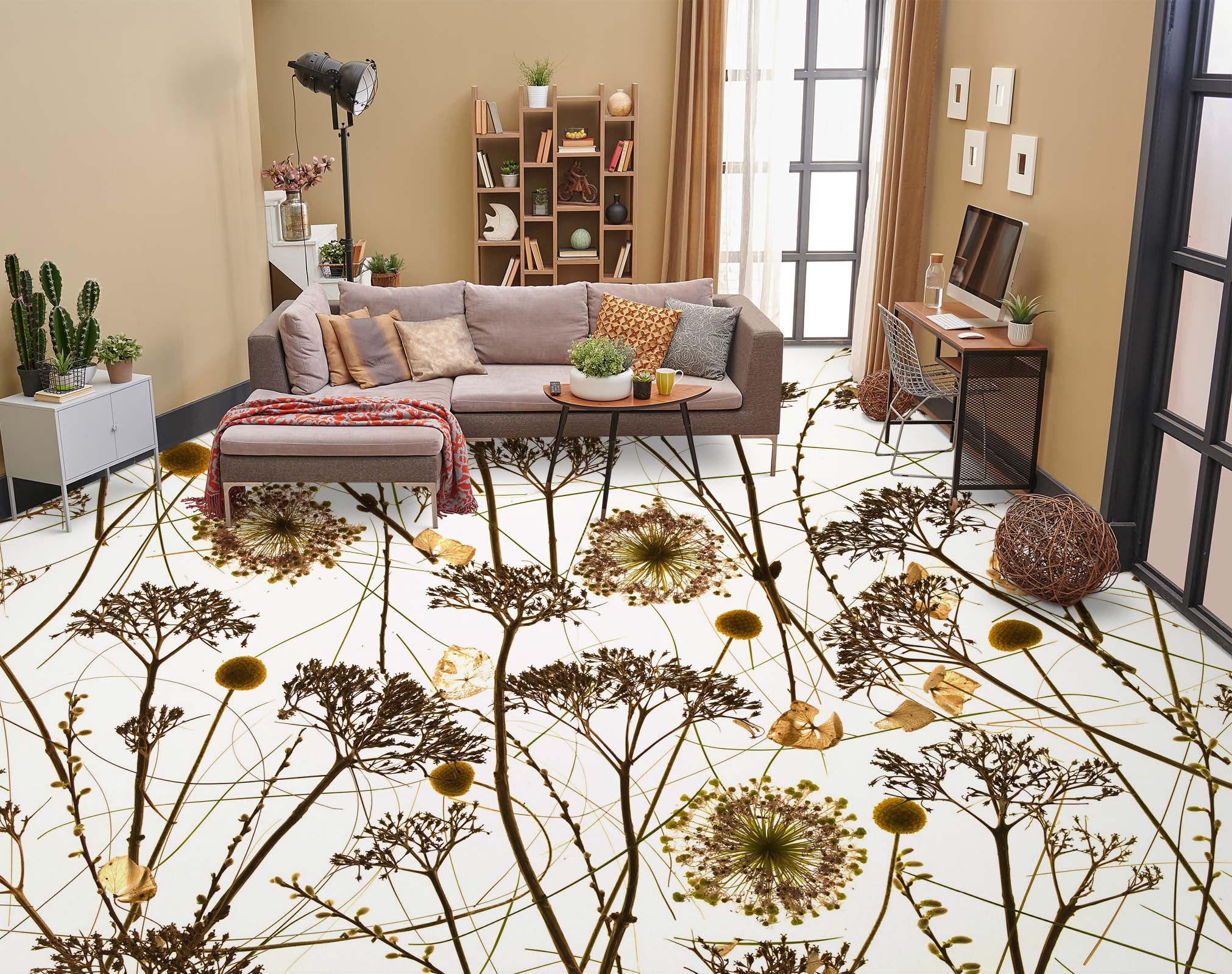 3D Flower Pattern 9860 Assaf Frank Floor Mural