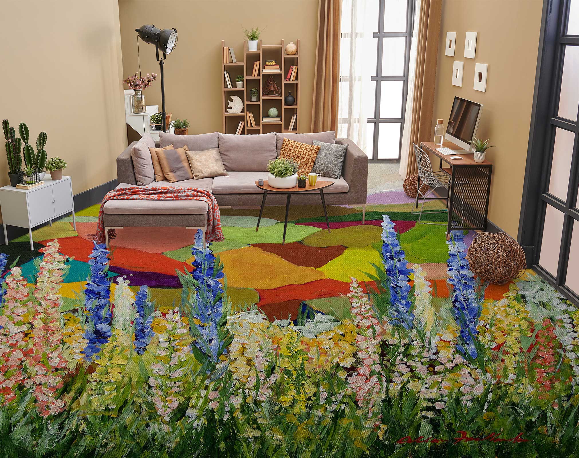 3D Flower Field Color Block 9661 Allan P. Friedlander Floor Mural