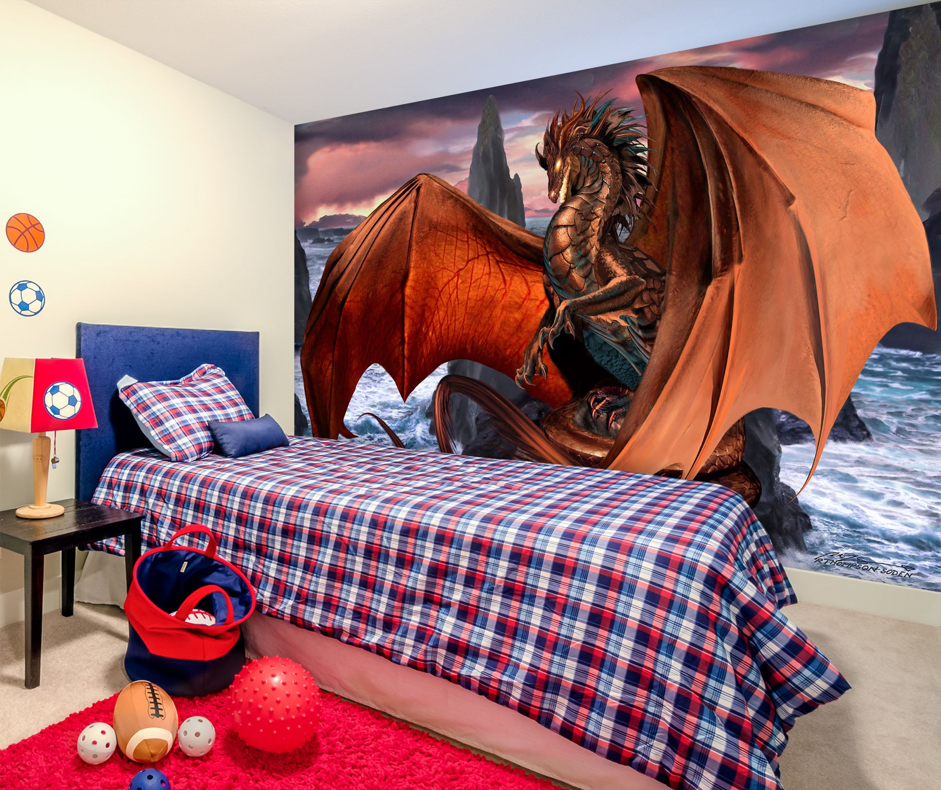 3D Orange Dragon 8103 Ruth Thompson Wall Mural Wall Murals