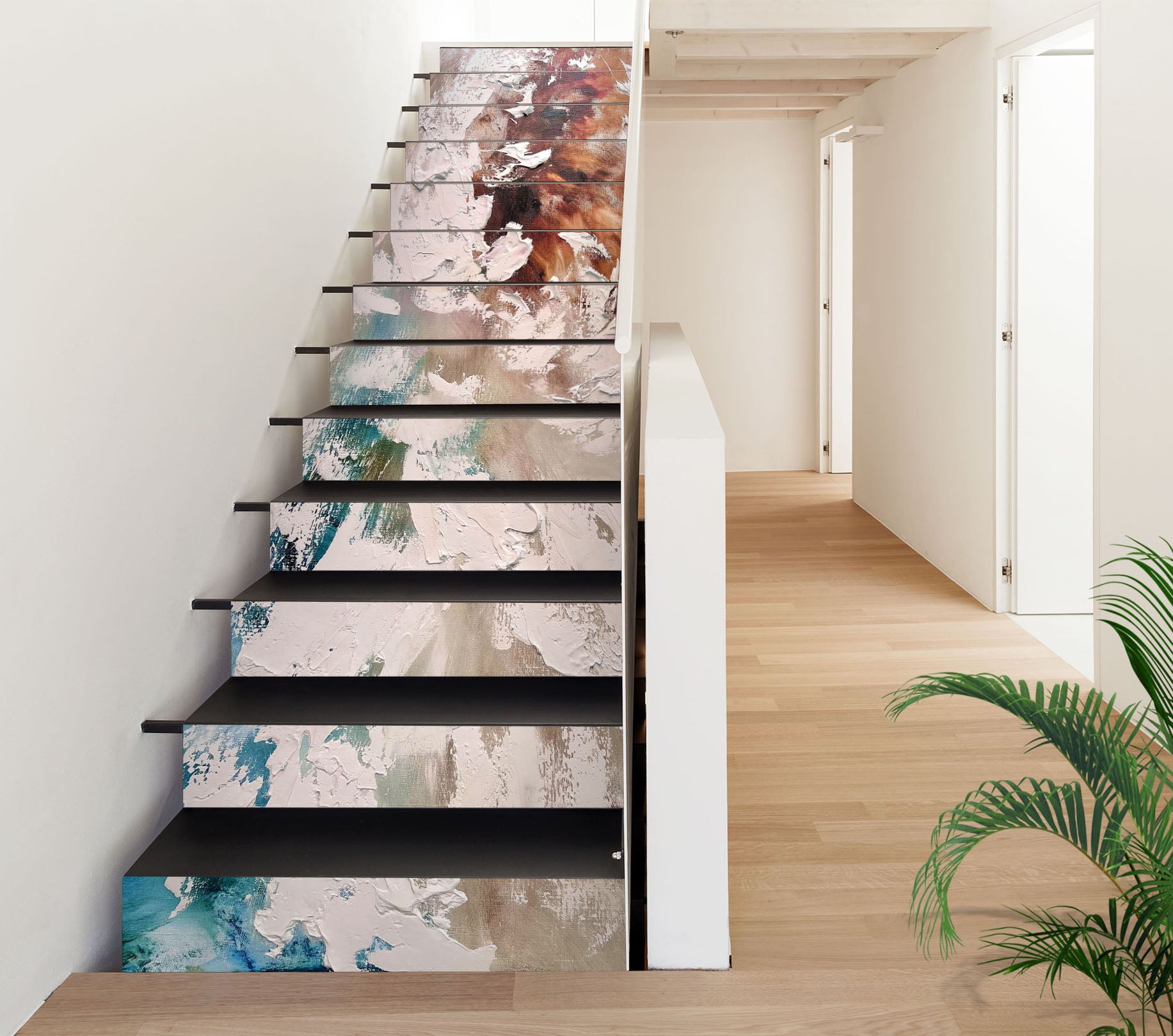 3D White Paint Flower 2144 Skromova Marina Stair Risers