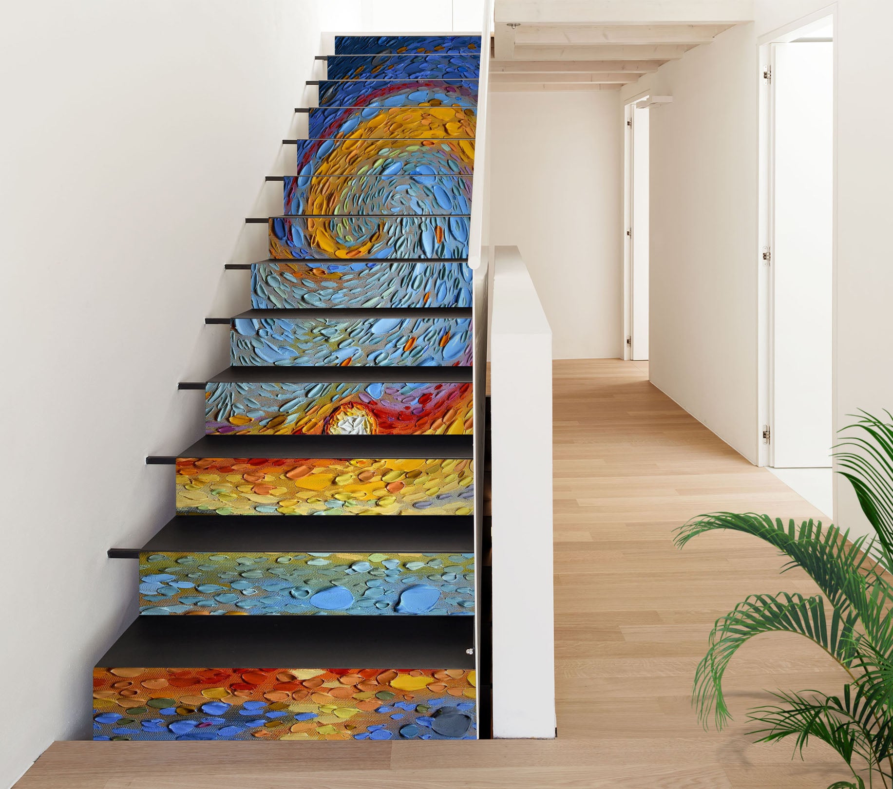 3D Red Blue Pattern Oil Painting 96155 Dena Tollefson Stair Risers