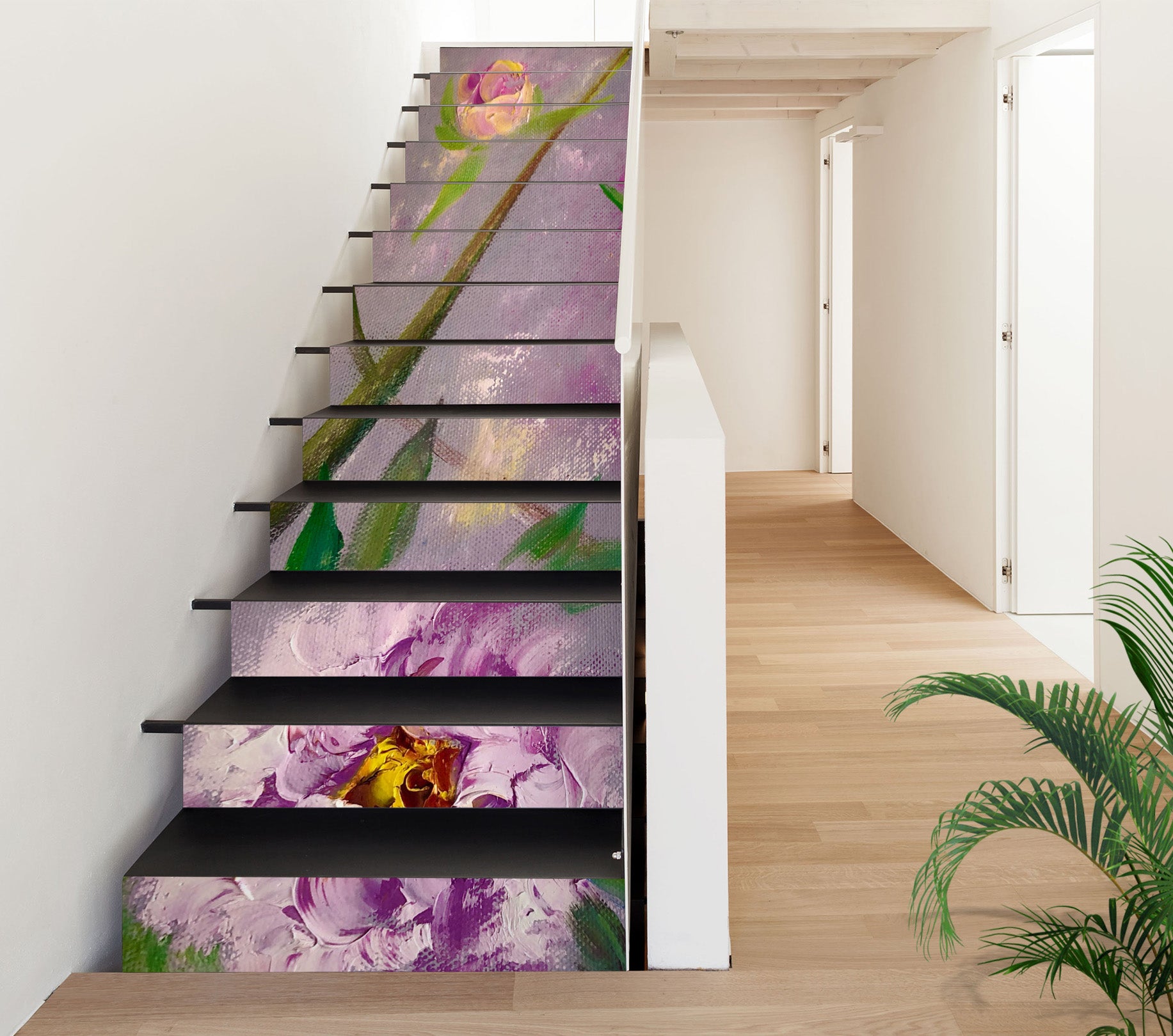 3D Purple Flower Leaves 2147 Skromova Marina Stair Risers