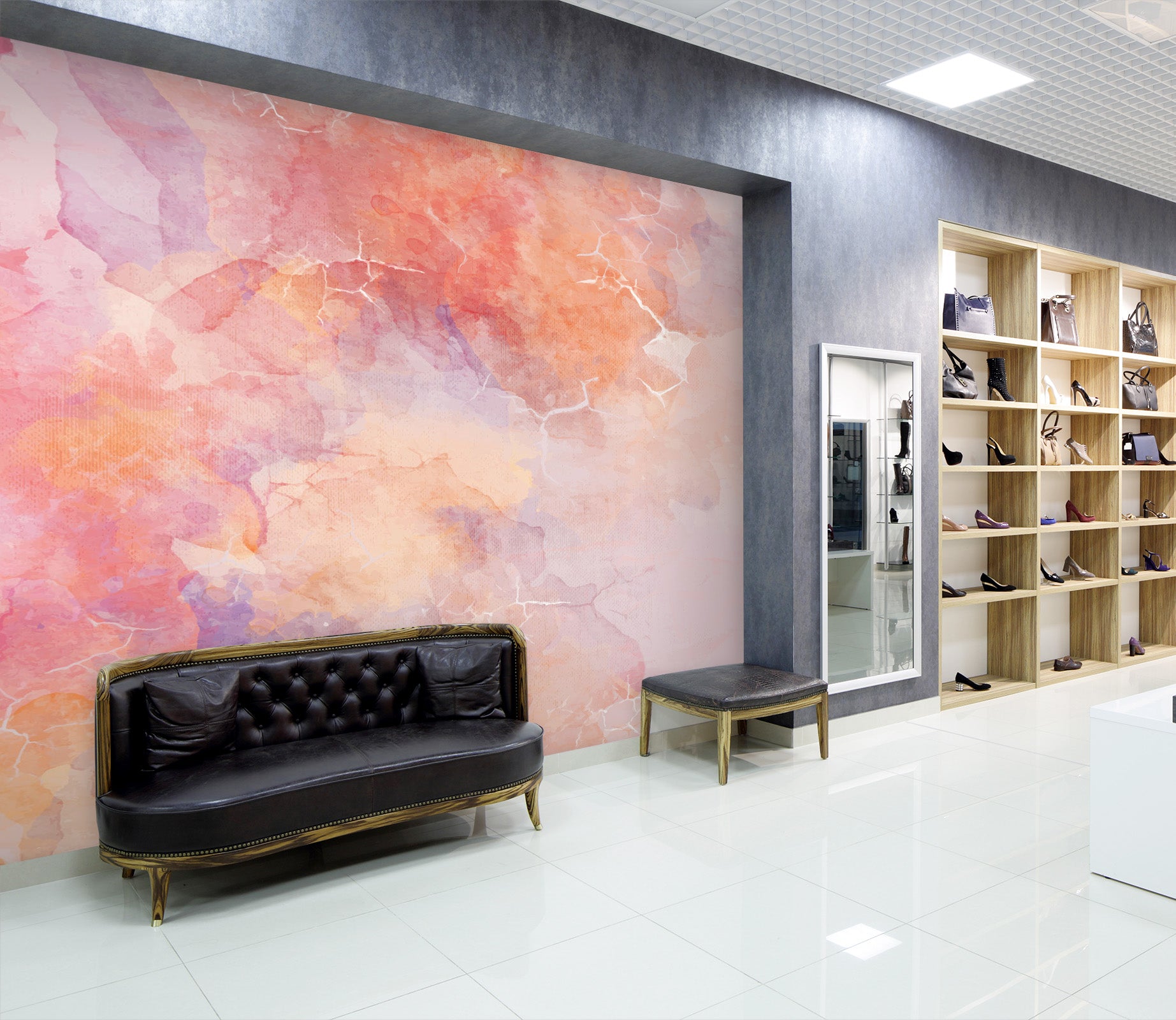 3D Pink water color marble Wall Murals Wallpaper AJ Wallpaper 2