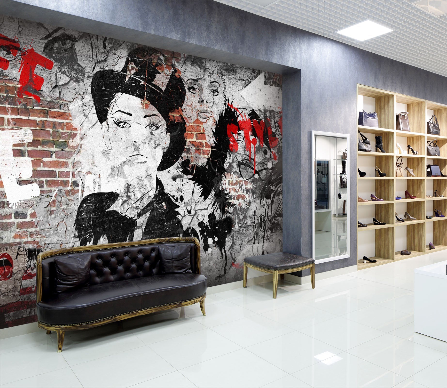 3D Red Brick Woman 130 Wall Murals Wallpaper AJ Wallpaper 2