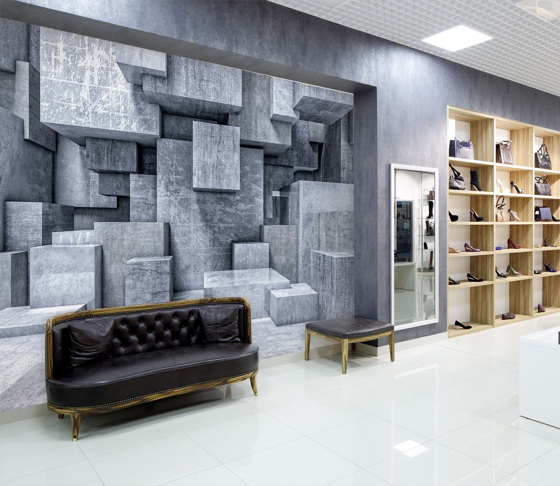 3D Gray Square 127 Wall Murals Wallpaper AJ Wallpaper 2