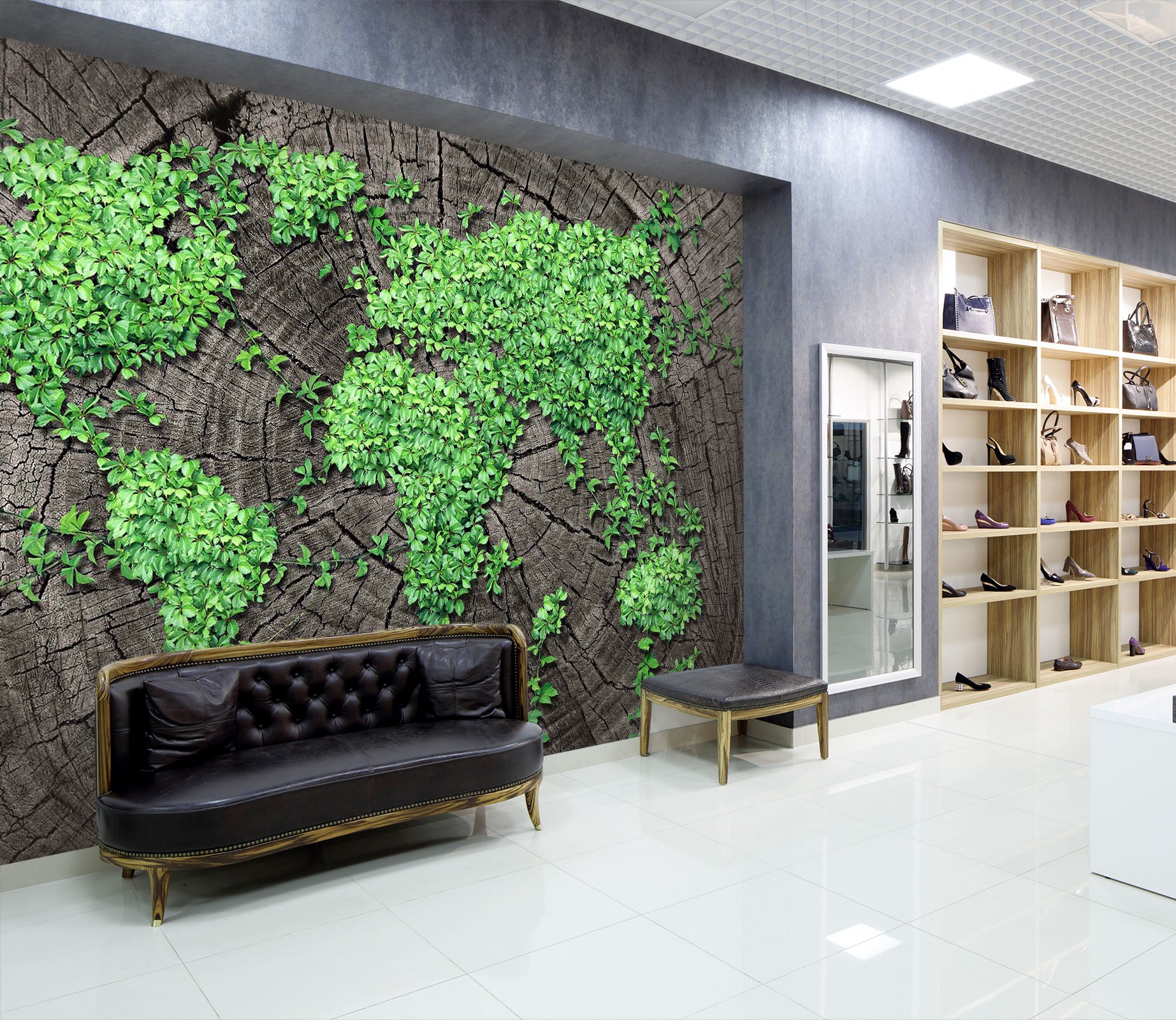 3D Stump Leaves 110 Wall Murals
