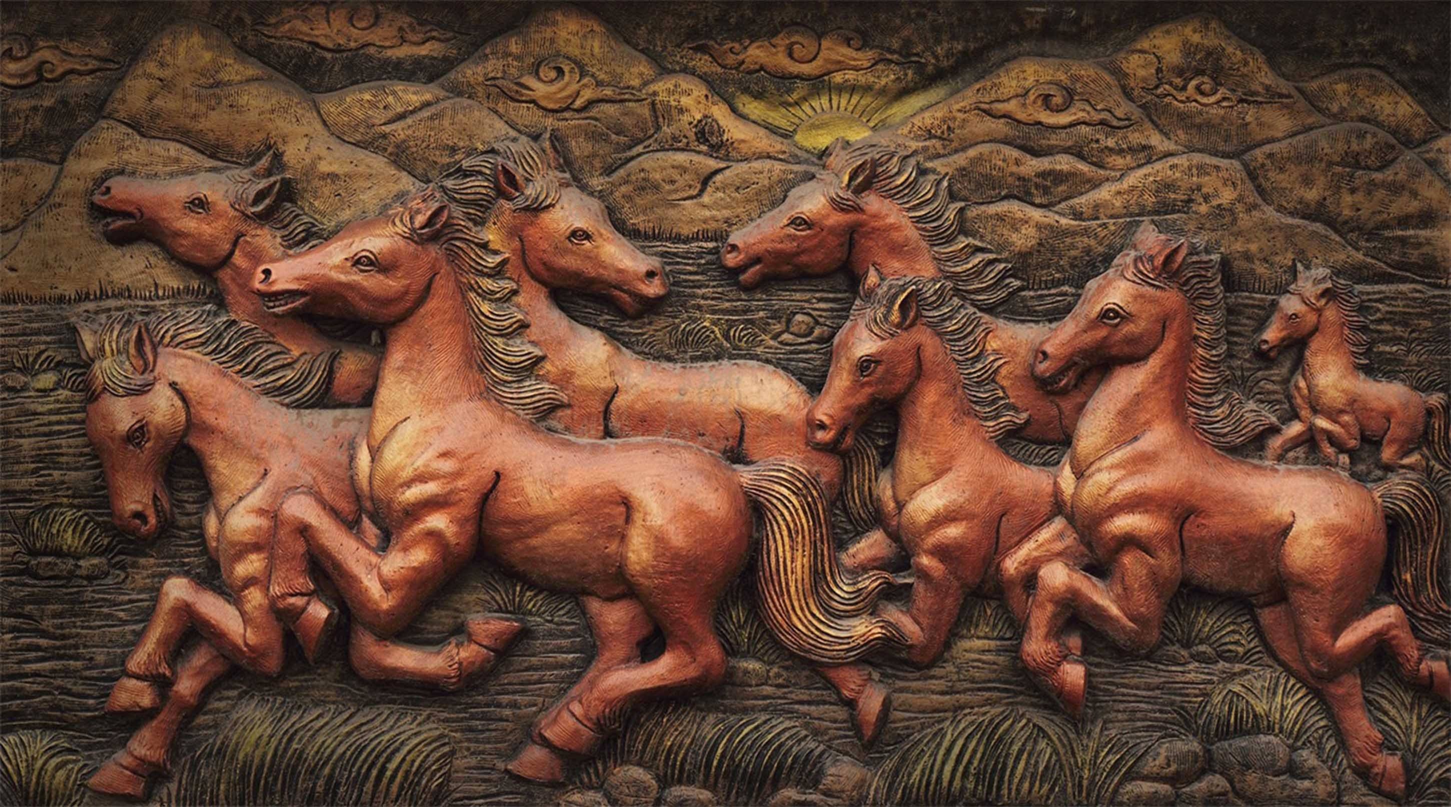 3D Baby Horses Carvings 424 Garage Door Mural Wallpaper AJ Wallpaper