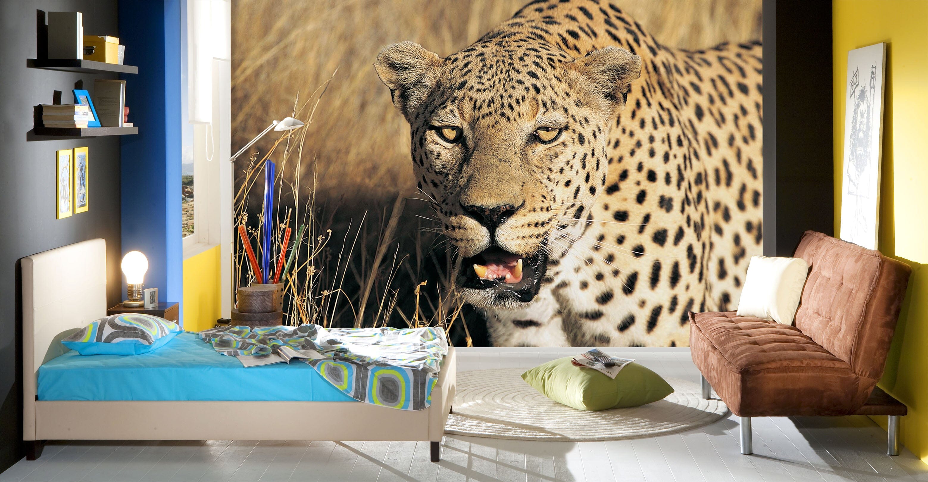3D Leopard Prairie 278 Wall Murals Wallpaper AJ Wallpaper 2