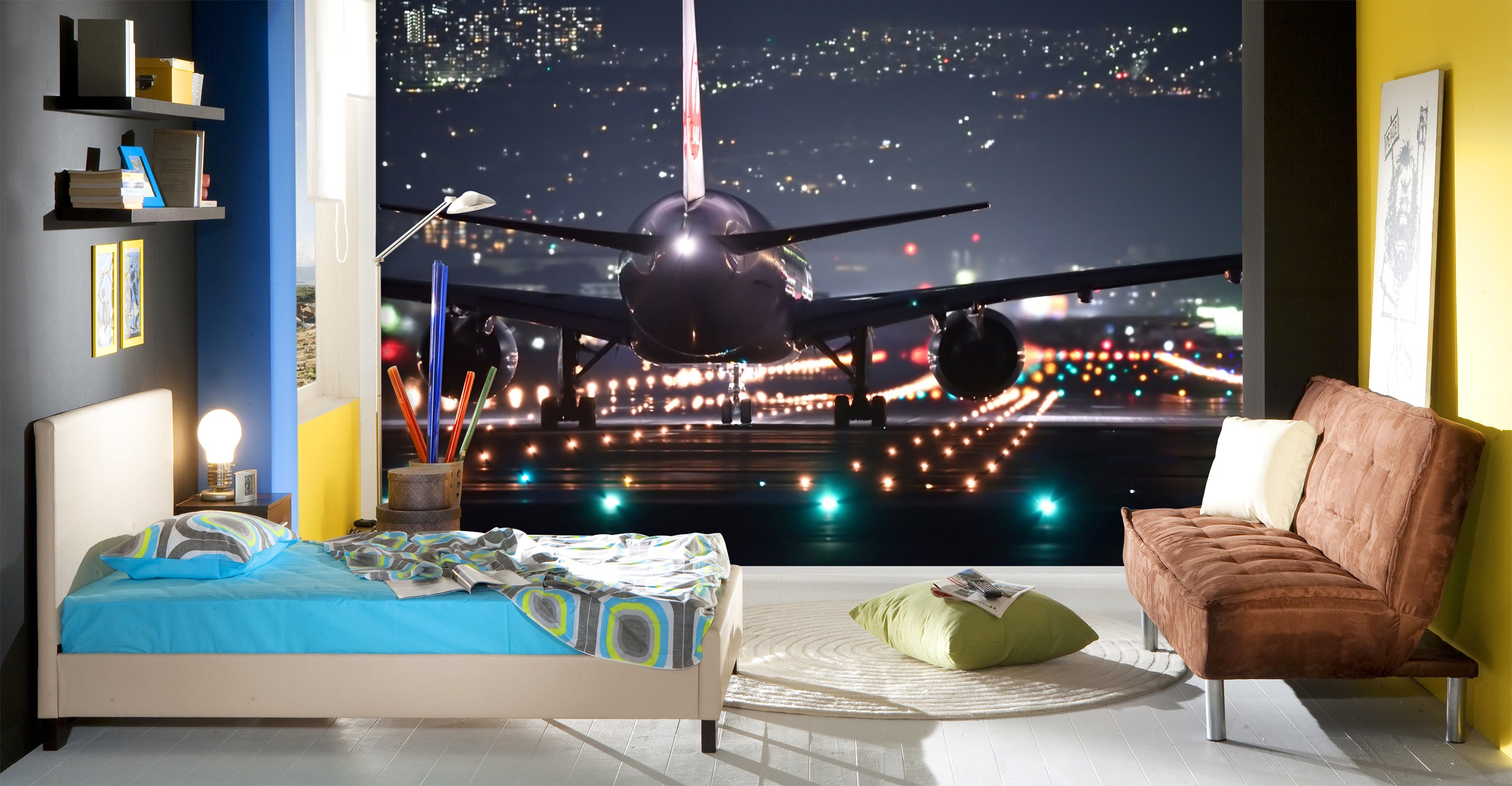 3D Night Airport 039 Vehicle Wall Murals