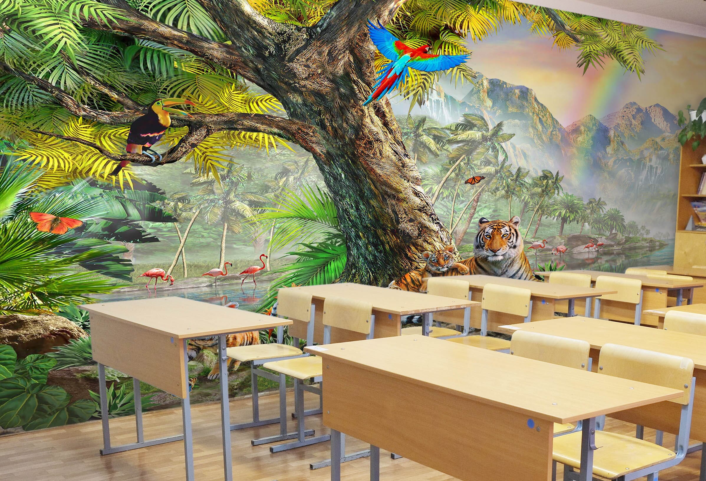 3D Rainbow Forest 1414 Adrian Chesterman Wall Mural Wall Murals Wallpaper AJ Wallpaper 2