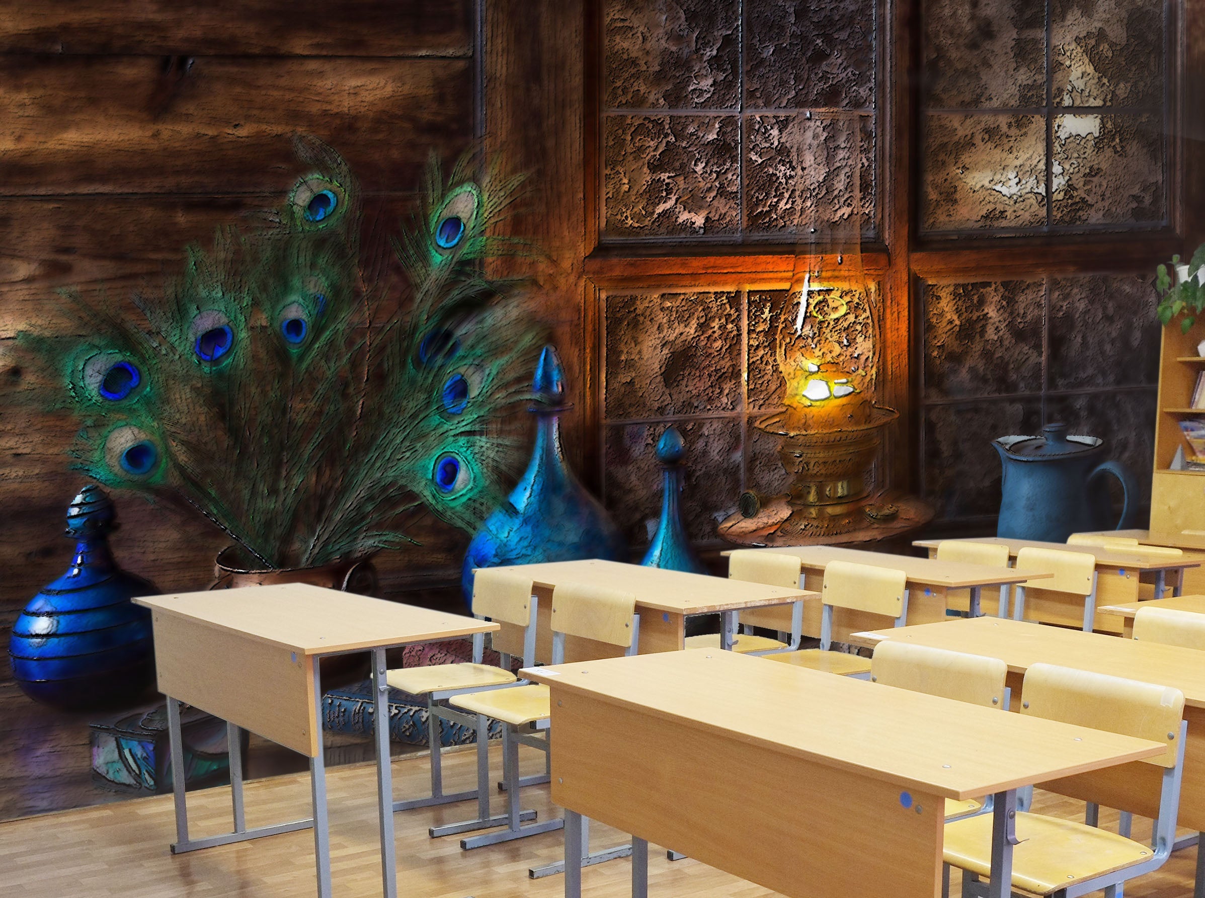 3D peacock feathers with lights 06 Wall Murals Wallpaper AJ Wallpaper 2