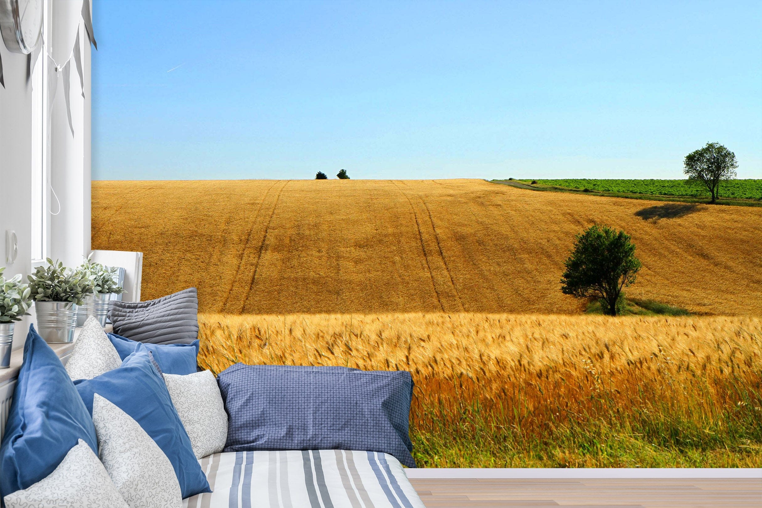 3D Yellow Wheat Field 1492 Wall Murals Wallpaper AJ Wallpaper 2