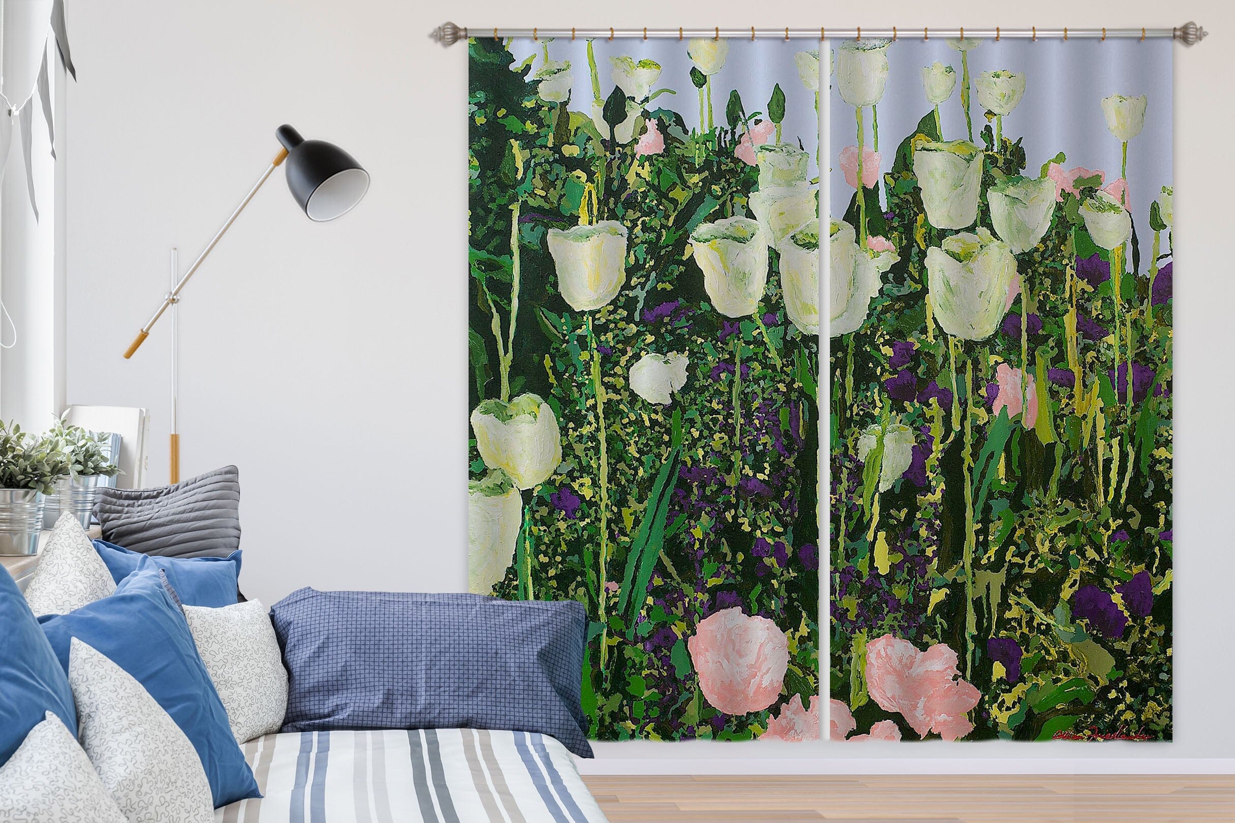 3D White Petals 165 Allan P. Friedlander Curtain Curtains Drapes Curtains AJ Creativity Home