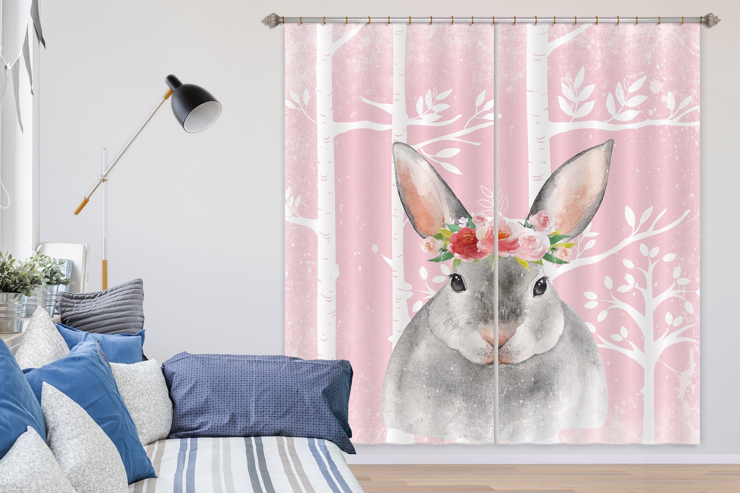 3D Gray Rabbit 173 Uta Naumann Curtain Curtains Drapes Curtains AJ Creativity Home
