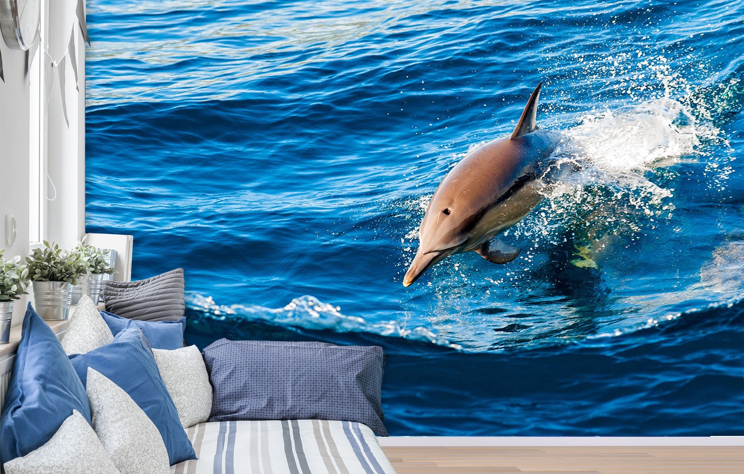 3D Cute Dolphin 113 Wall Murals Wallpaper AJ Wallpaper 2