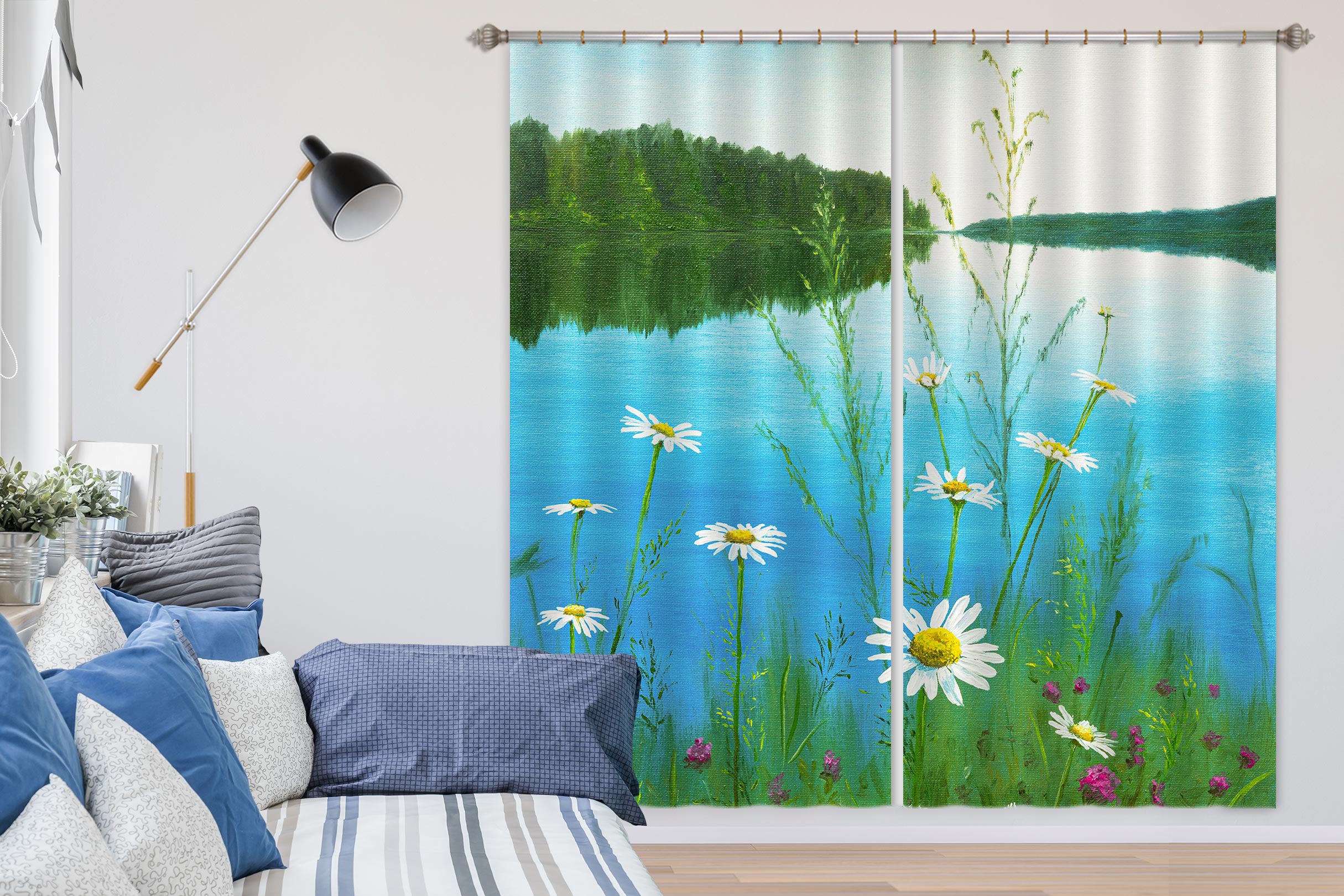 3D Lake Flowers 1712 Marina Zotova Curtain Curtains Drapes