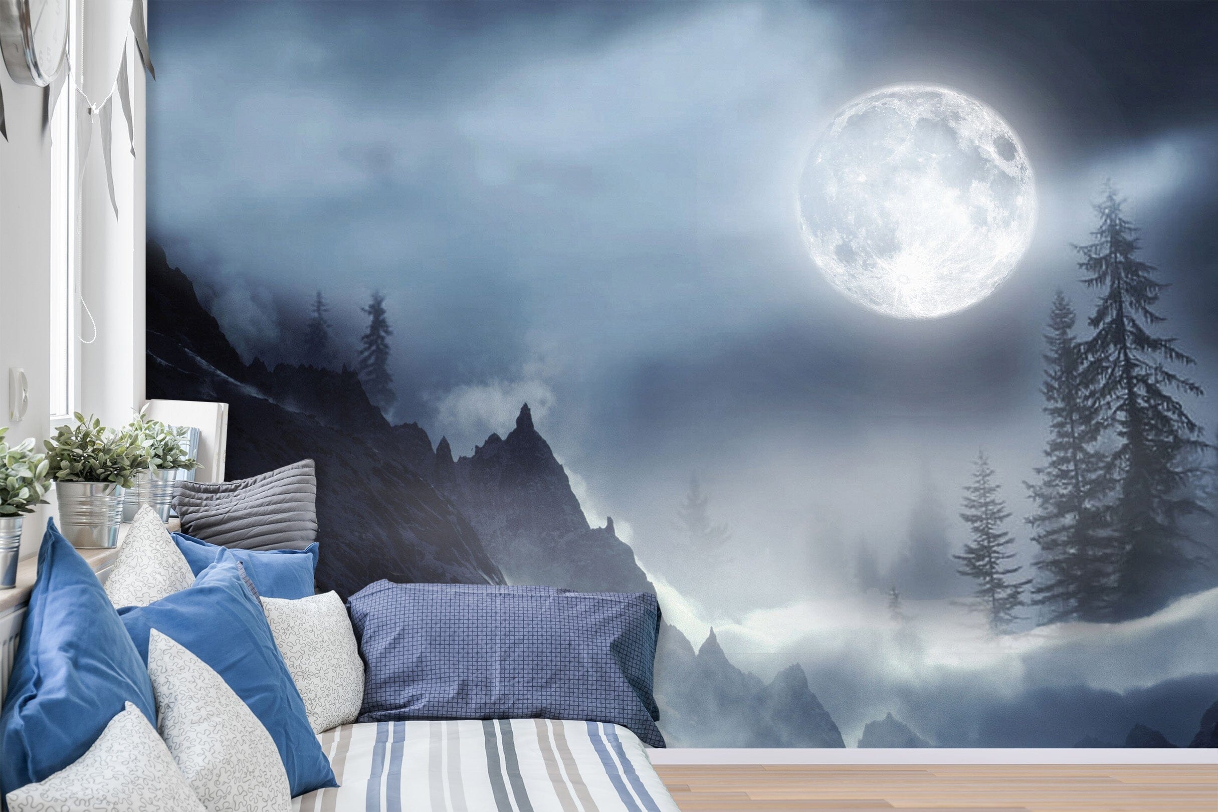 3D Moon Night View 030 Wall Murals Wallpaper AJ Wallpaper 2
