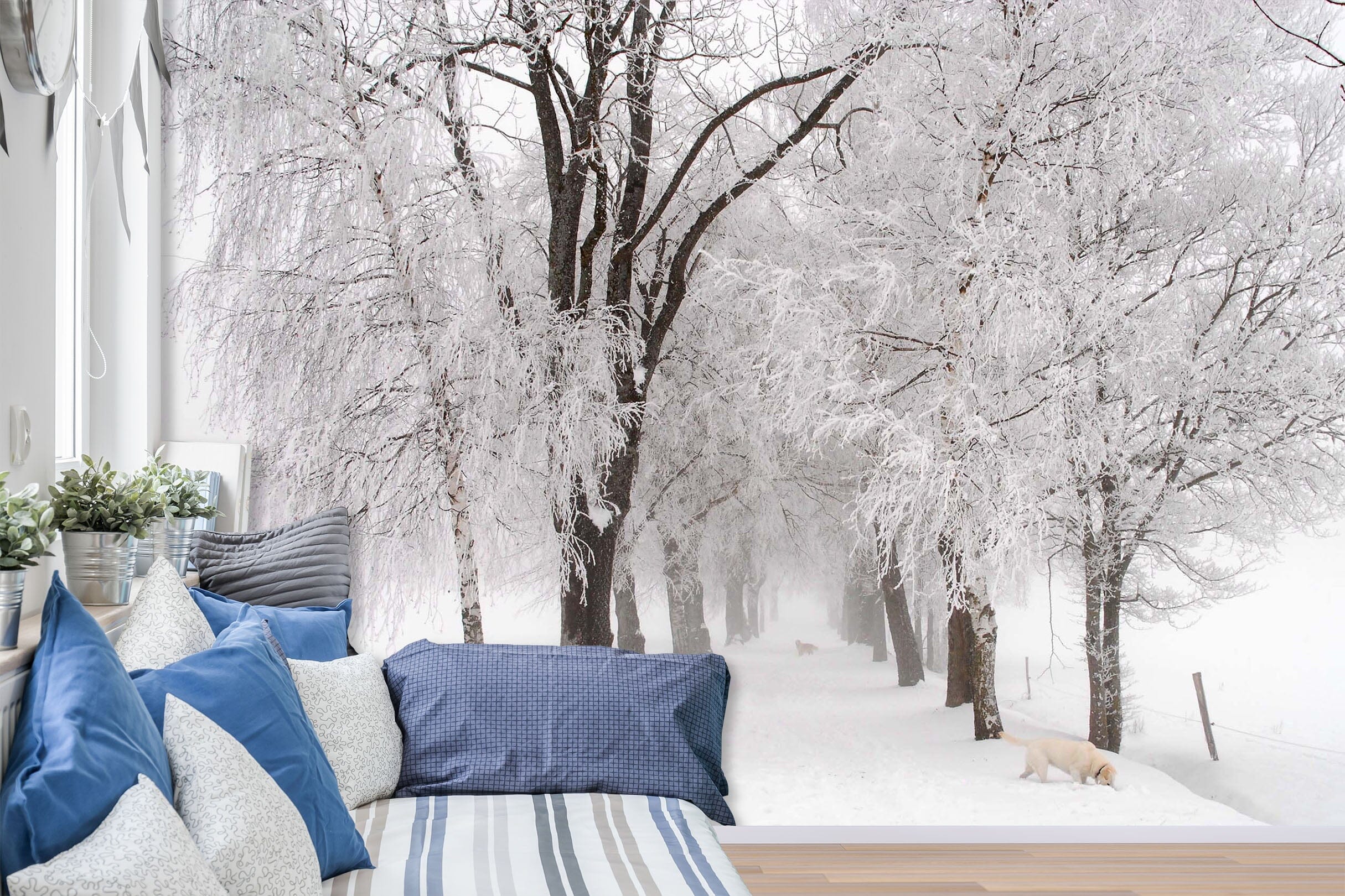 3D Snow Forest White 029 Wall Murals Wallpaper AJ Wallpaper 2