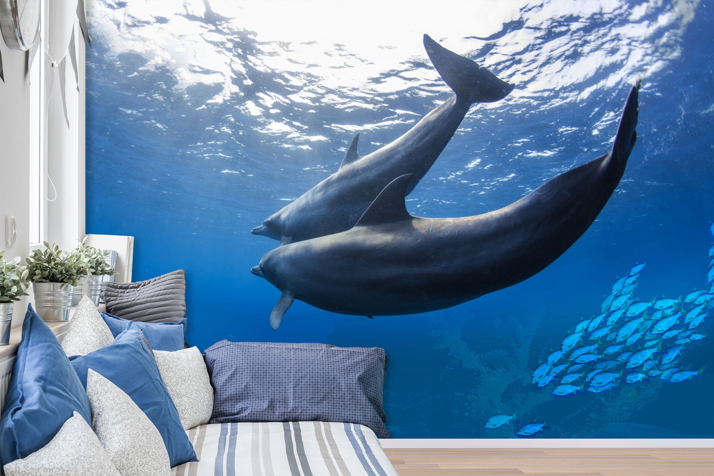 3D Undersea Dolphin 1431 Wall Murals Wallpaper AJ Wallpaper 2