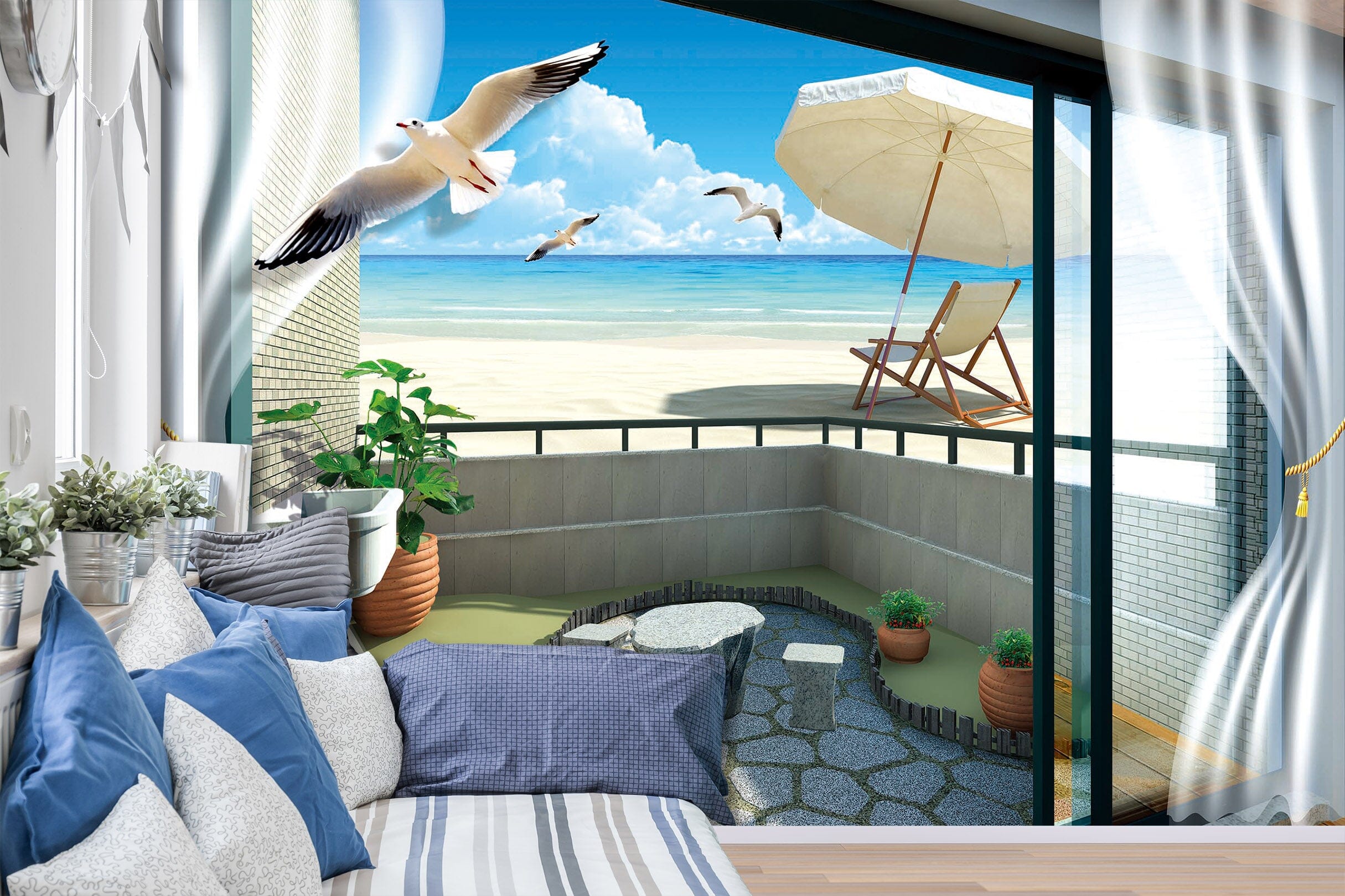 3D Seagull Sea 1516 Wall Murals Wallpaper AJ Wallpaper 2