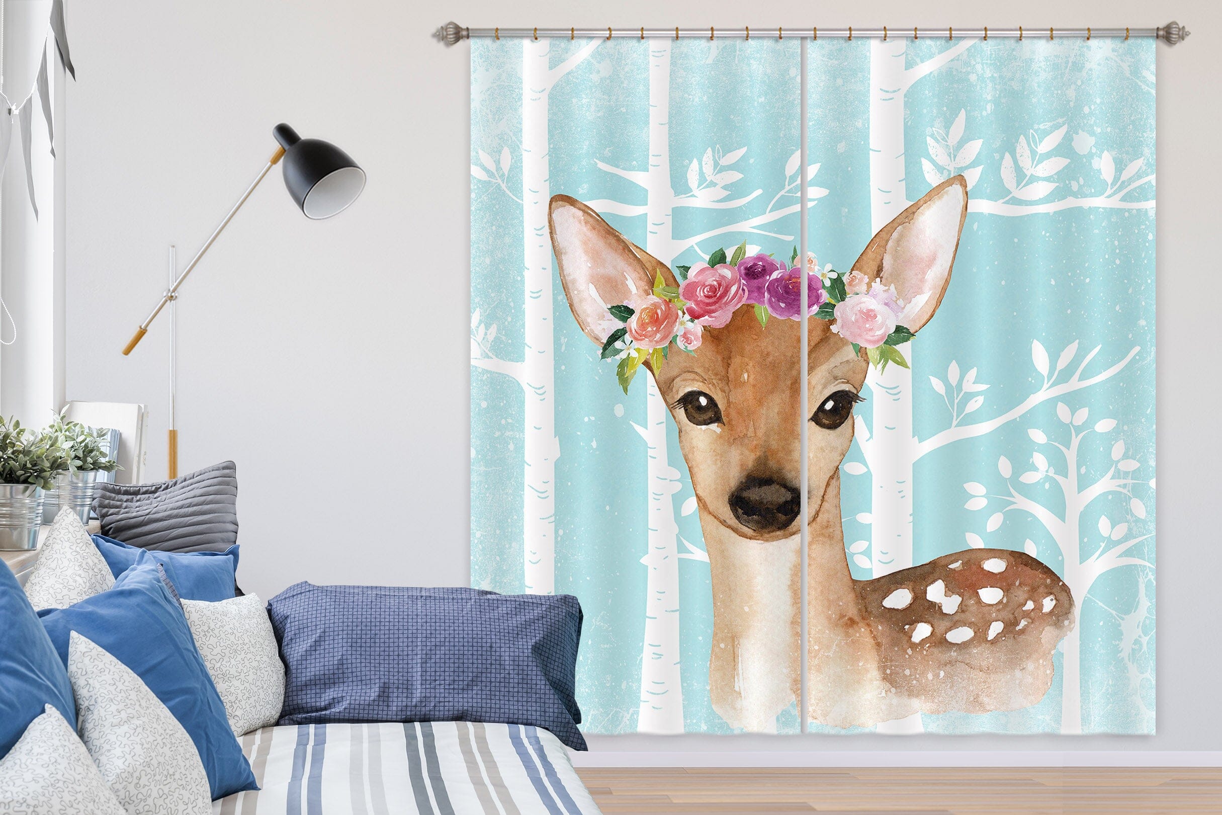 3D Sika Deer 166 Uta Naumann Curtain Curtains Drapes Curtains AJ Creativity Home