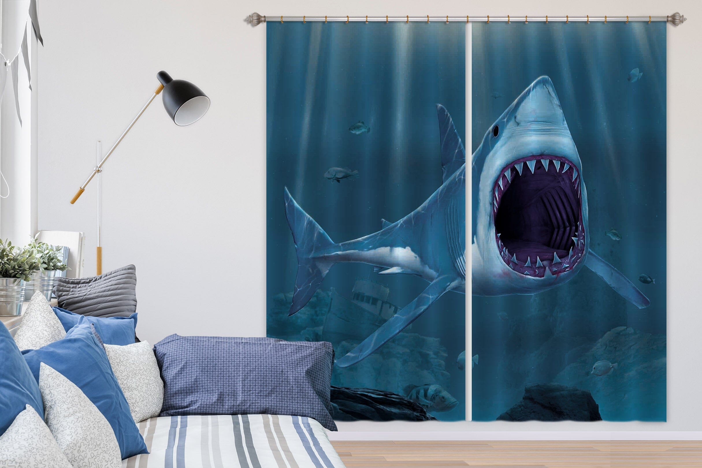 3D Shark Bite 070 Vincent Hie Curtain Curtains Drapes Curtains AJ Creativity Home