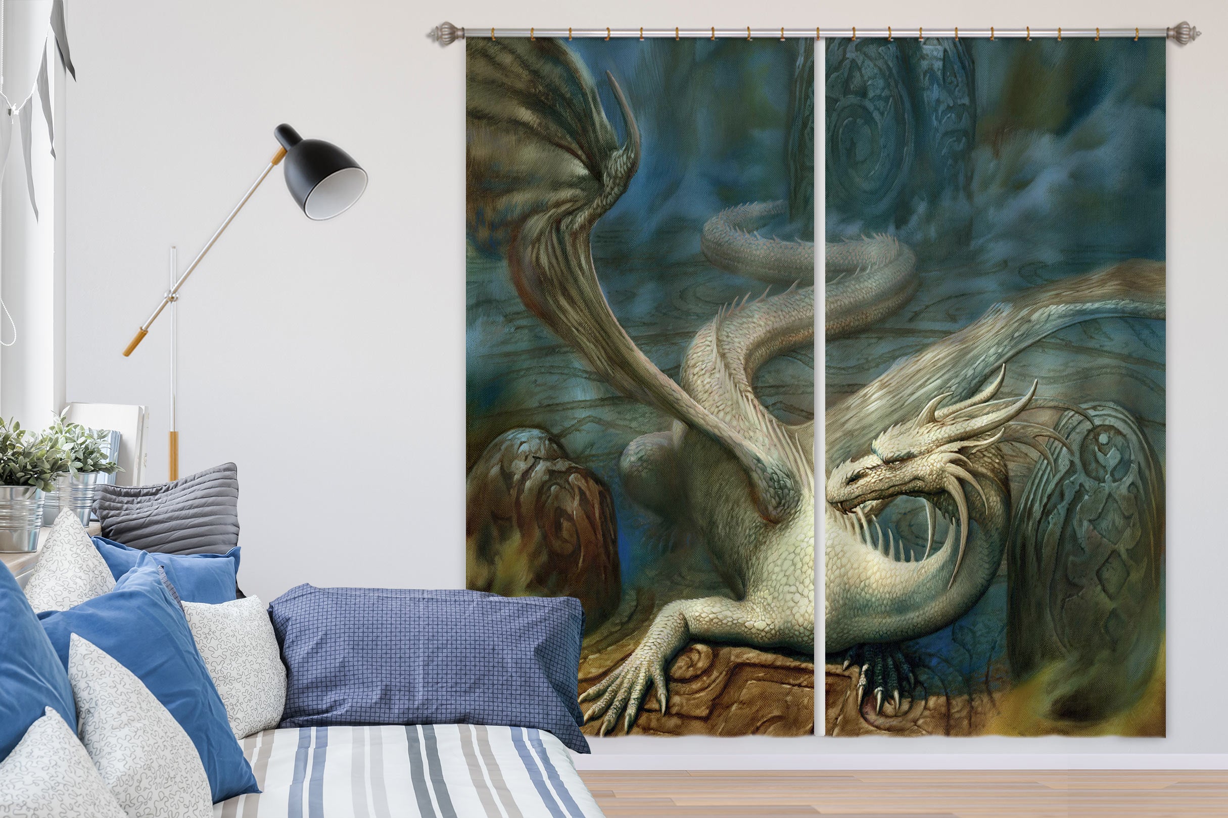 3D Dragon 7228 Ciruelo Curtain Curtains Drapes