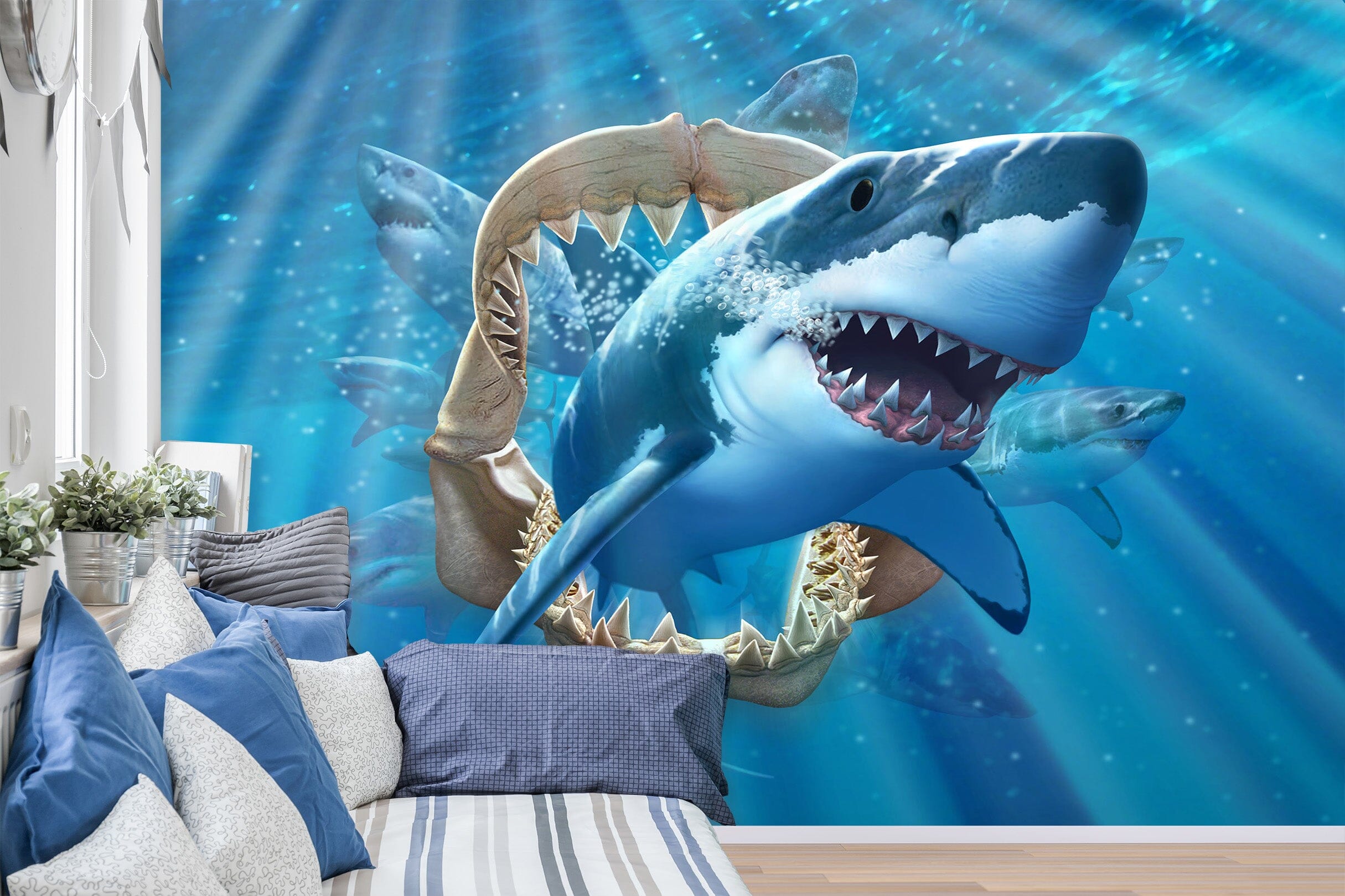 3D Great White Shark 108 Jerry LoFaro Wall Mural Wall Murals Wallpaper AJ Wallpaper 2