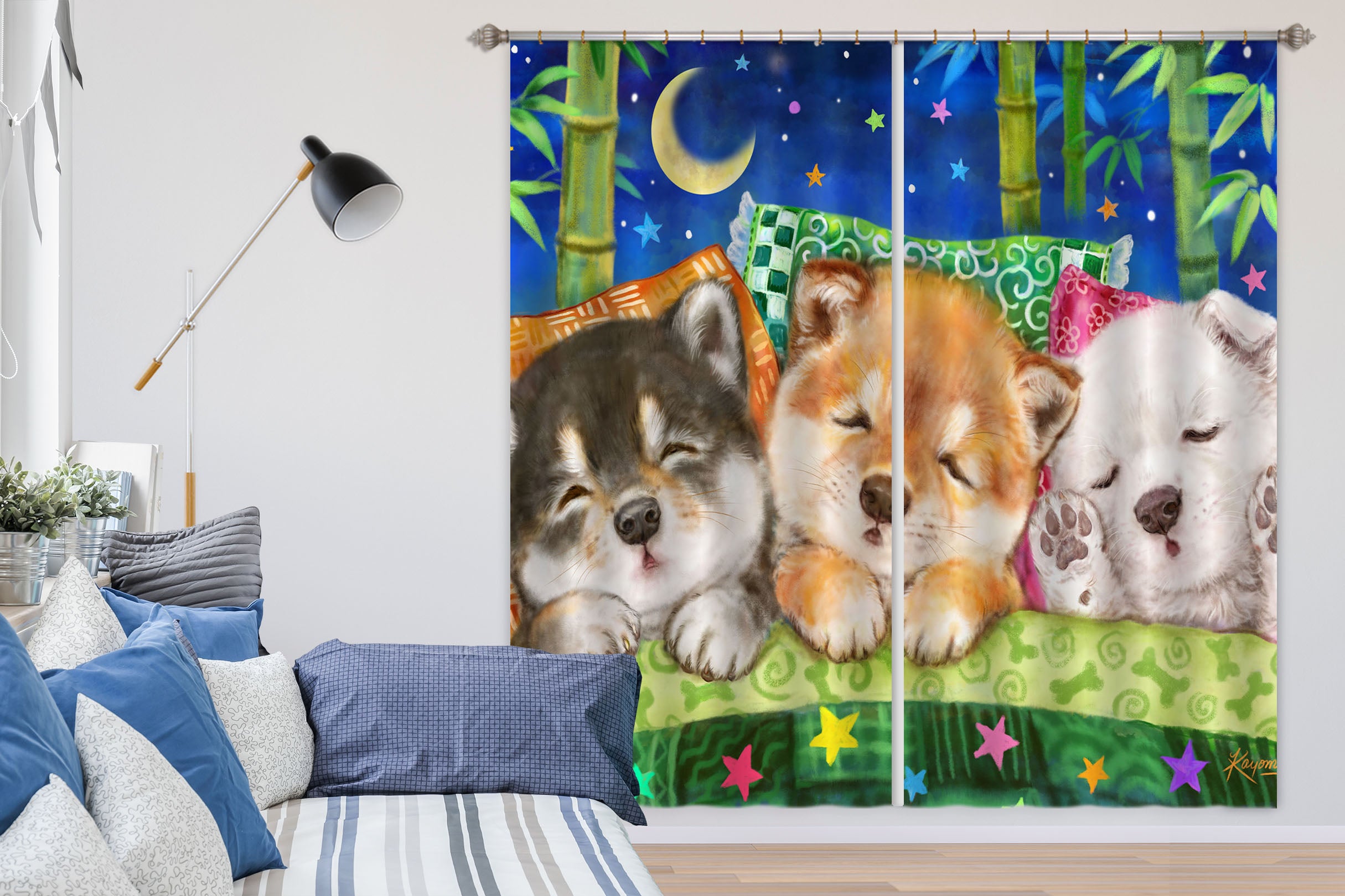 3D Dog Sleeping 9051 Kayomi Harai Curtain Curtains Drapes