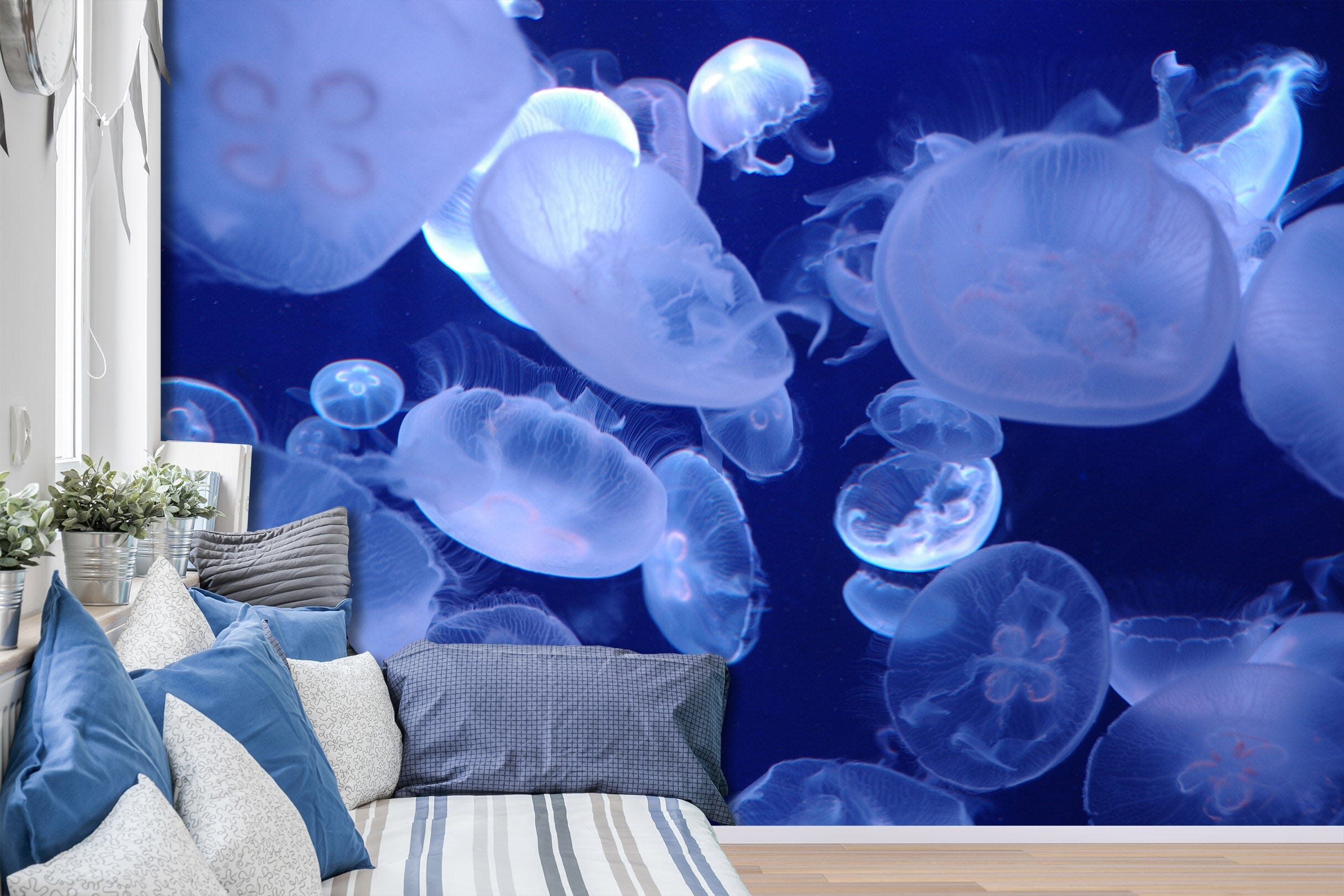 3D Blue Jellyfish 429 Wall Murals Wallpaper AJ Wallpaper 2