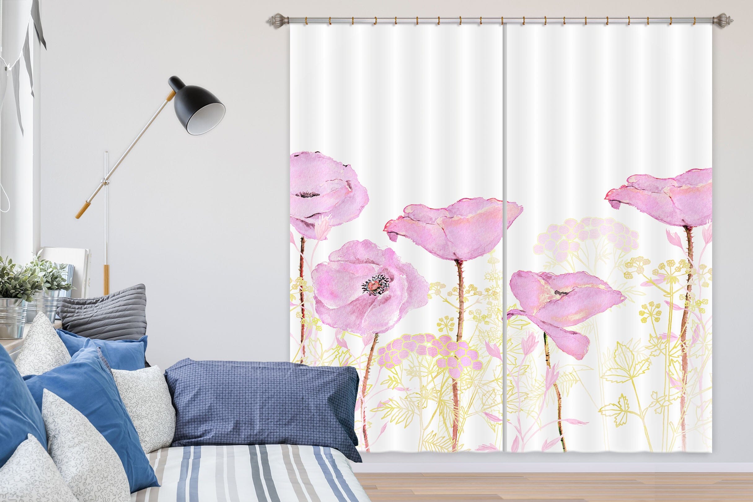 3D Pink Floral Pattern 210 Uta Naumann Curtain Curtains Drapes Curtains AJ Creativity Home