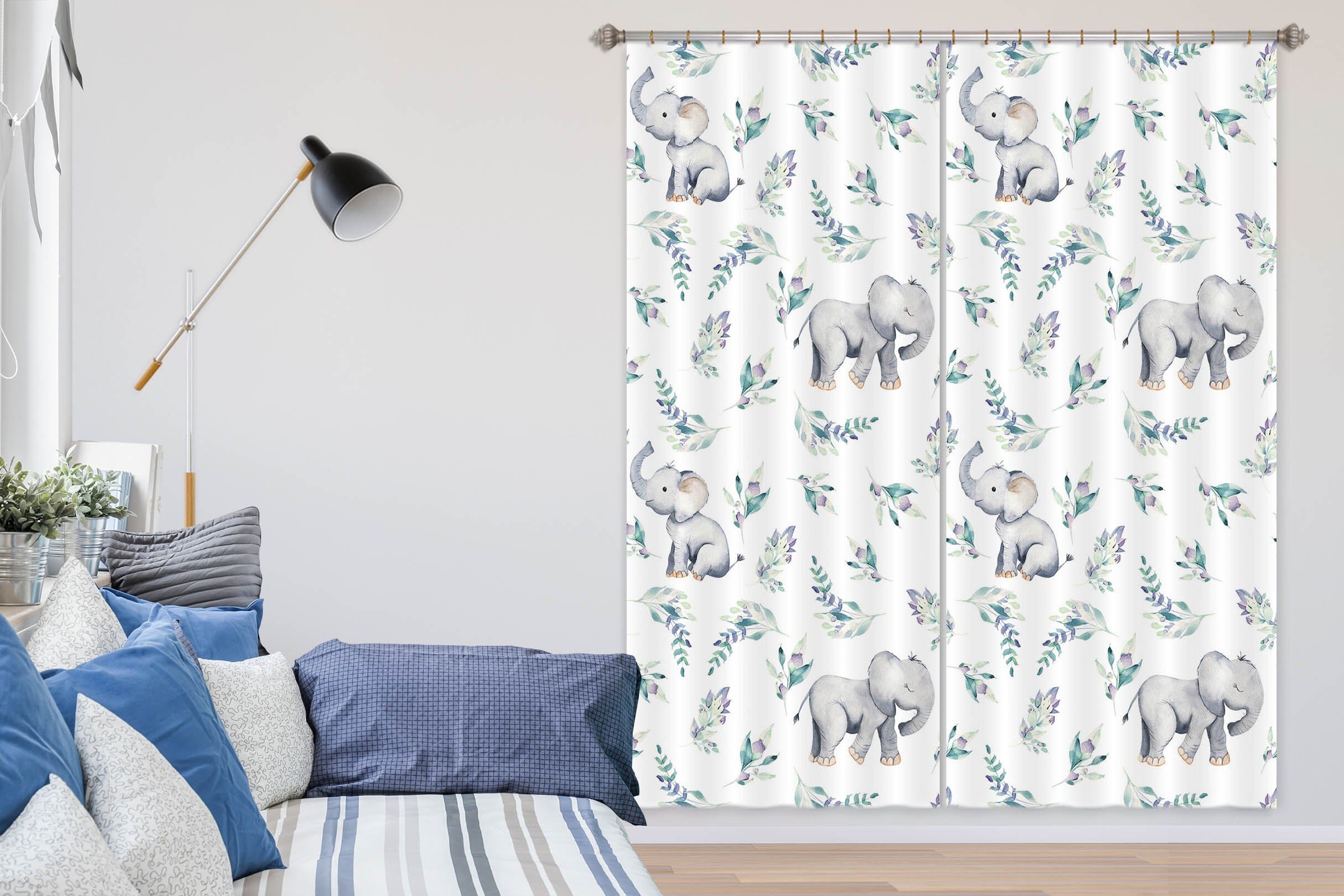 3D Cute Elephant 135 Uta Naumann Curtain Curtains Drapes Curtains AJ Creativity Home