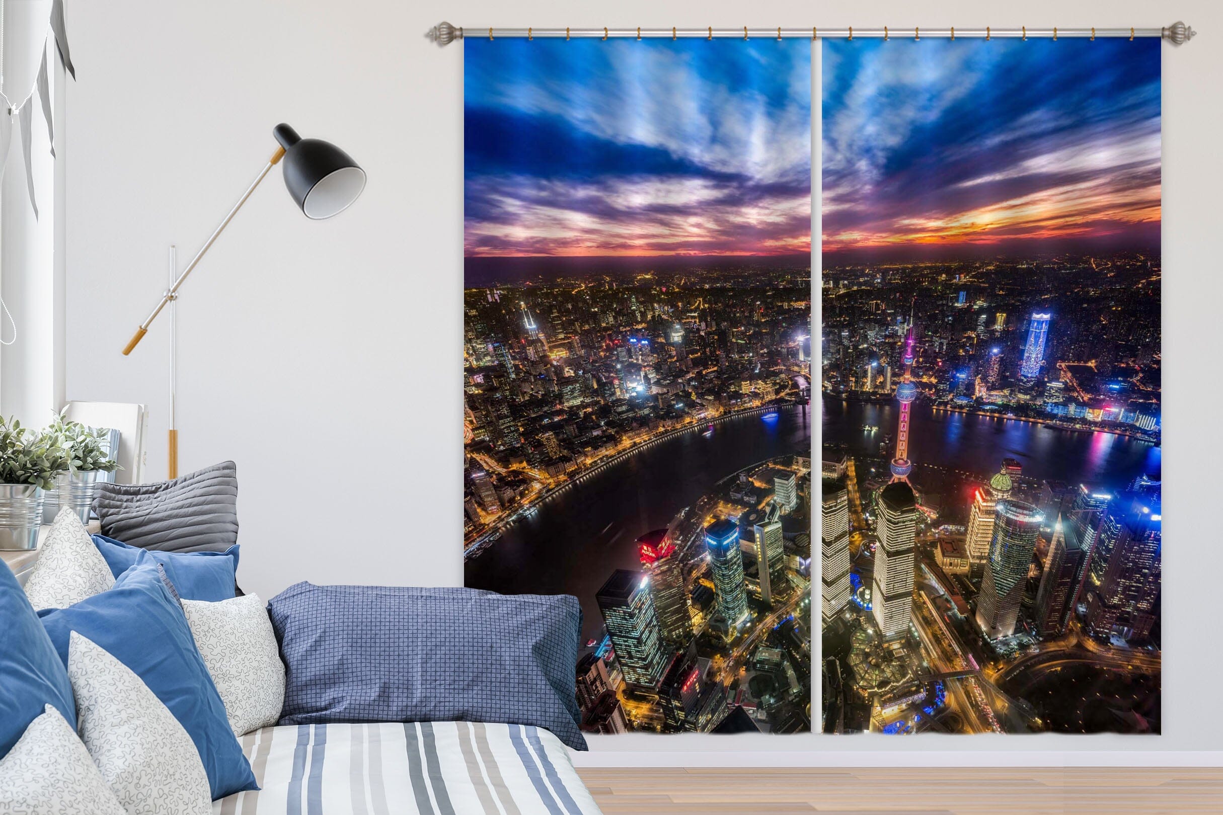 3D Night City 116 Marco Carmassi Curtain Curtains Drapes Curtains AJ Creativity Home