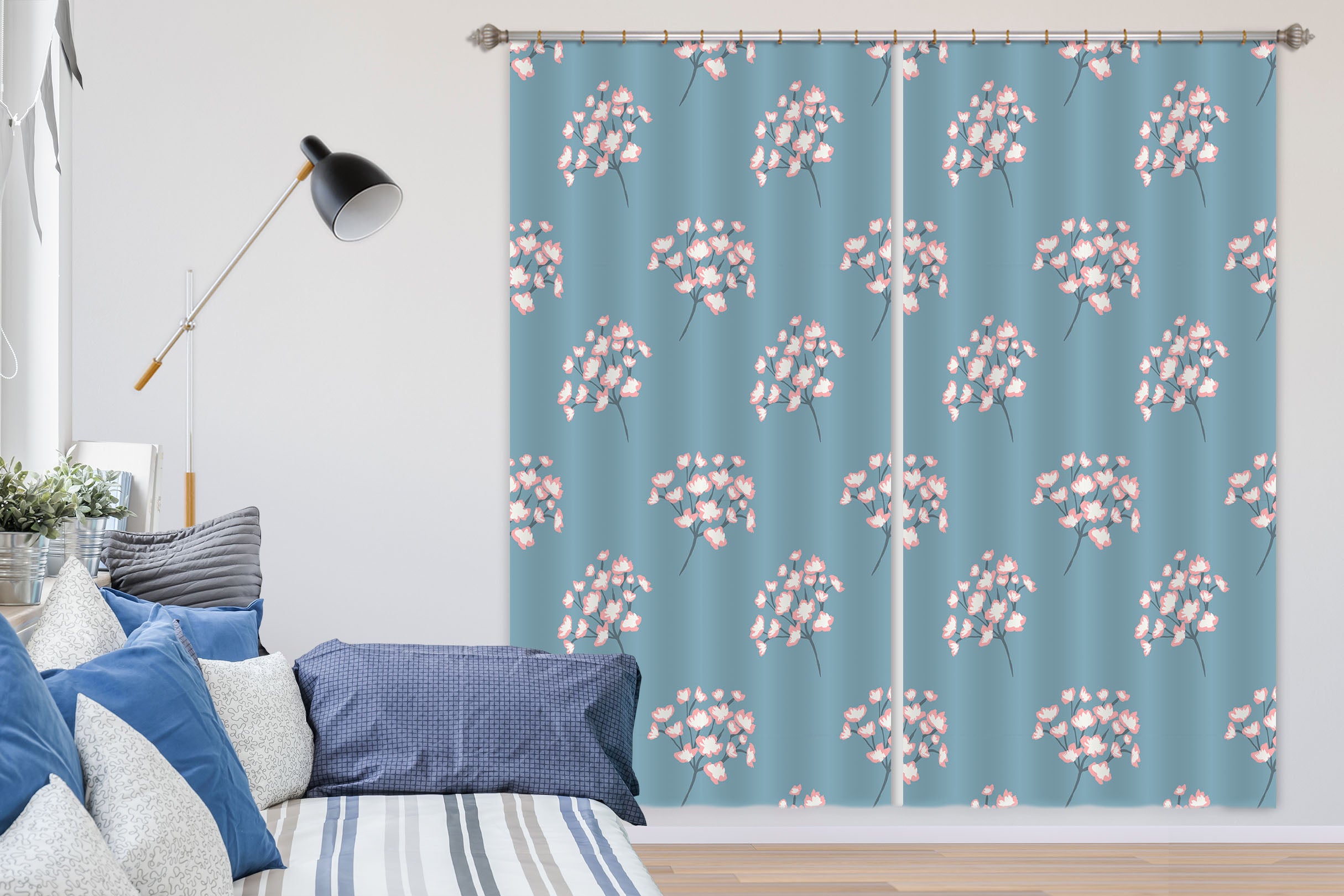 3D Floral Pink Pattern 11157 Kashmira Jayaprakash Curtain Curtains Drapes