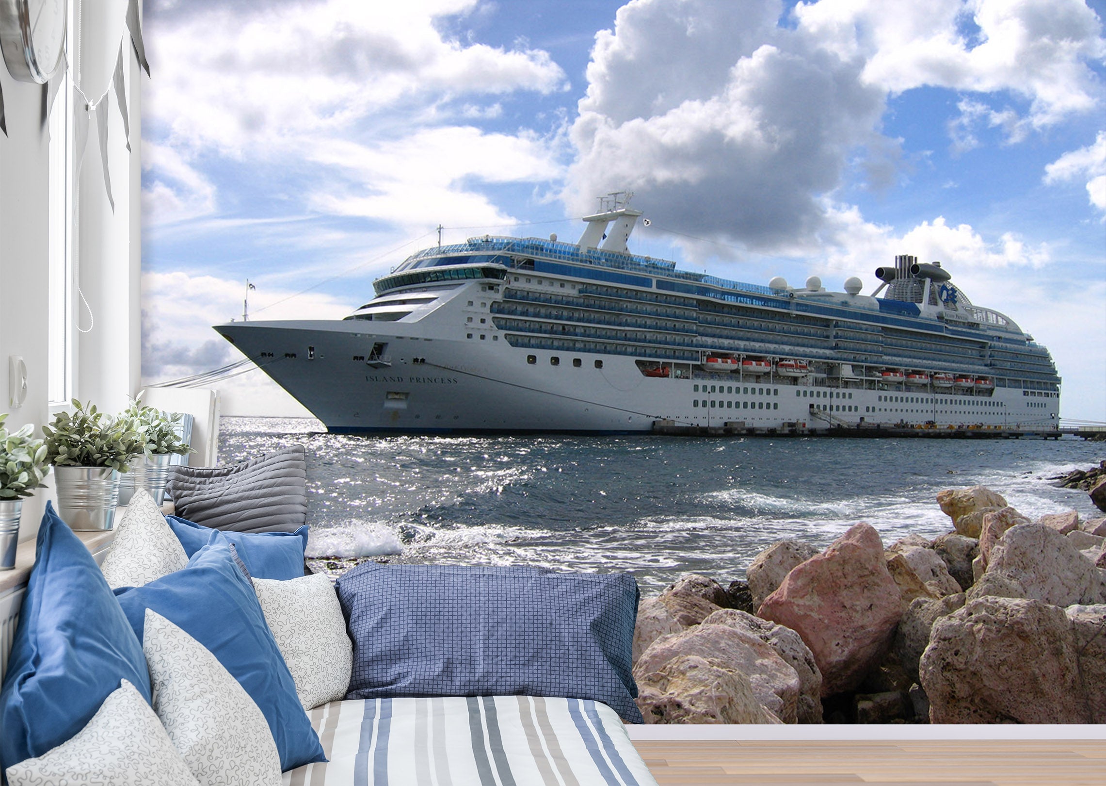 3D Cruise Ship Stone 143 Vehicle Wall Murals