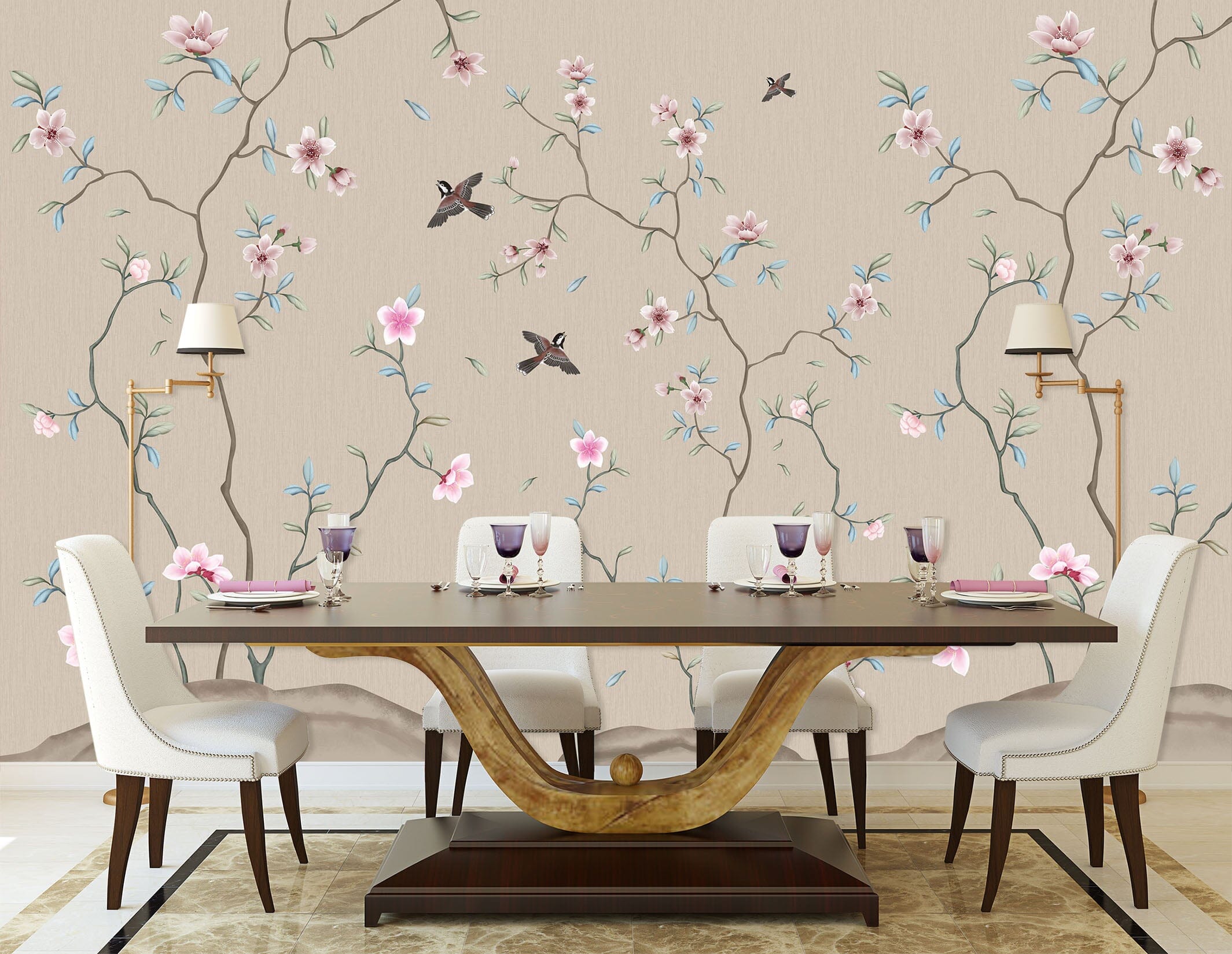 3D Flower Bird 1453 Wall Murals Wallpaper AJ Wallpaper 2