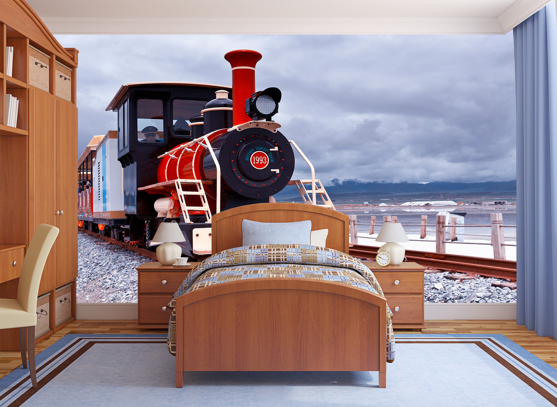 3D Black Cloud Train 082 Vehicle Wall Murals