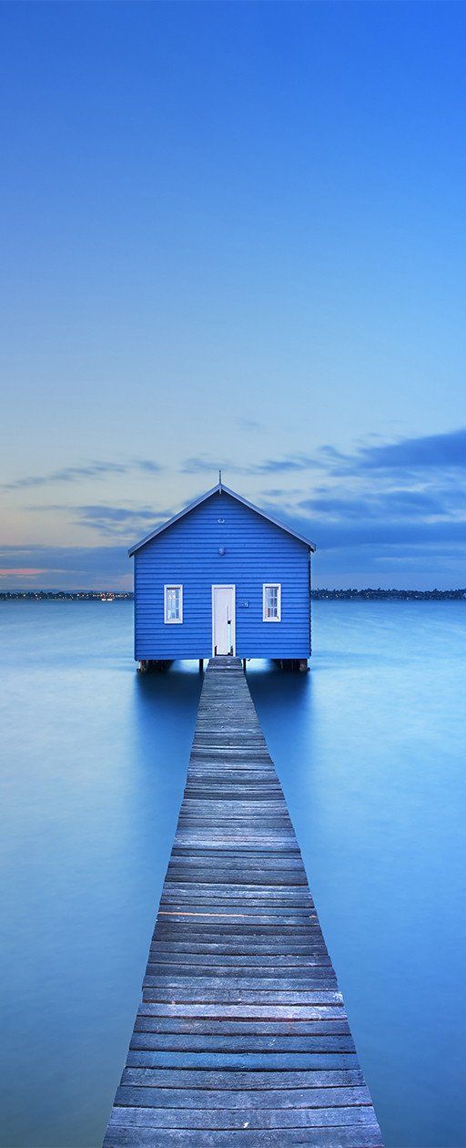 3D house in the middle of the river door mural Wallpaper AJ Wallpaper