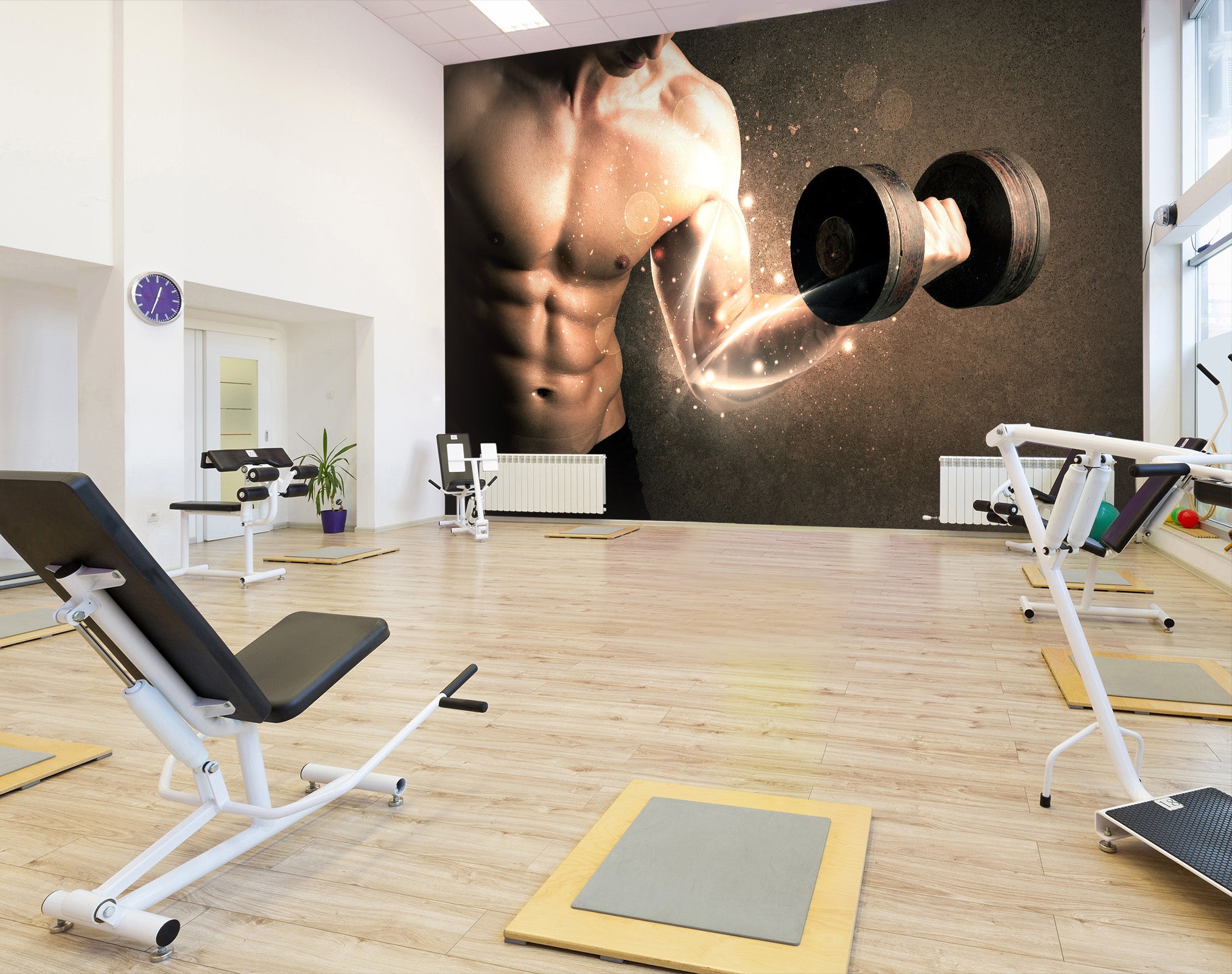 3D One-handed Dumbbell 045 Wall Murals Wallpaper AJ Wallpaper 2