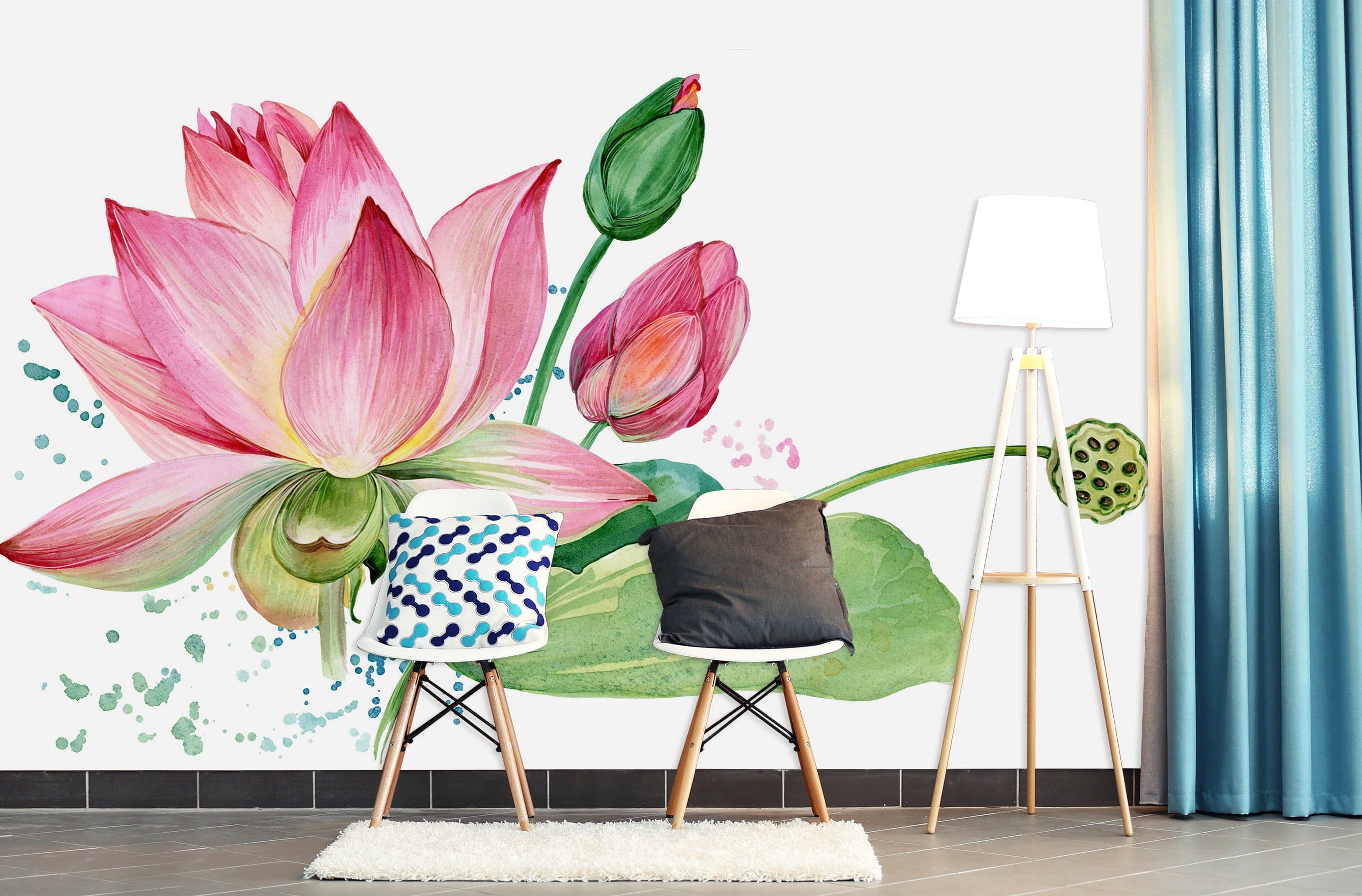 3D Lotus Pattern 1130 Wall Murals Wallpaper AJ Wallpaper 2
