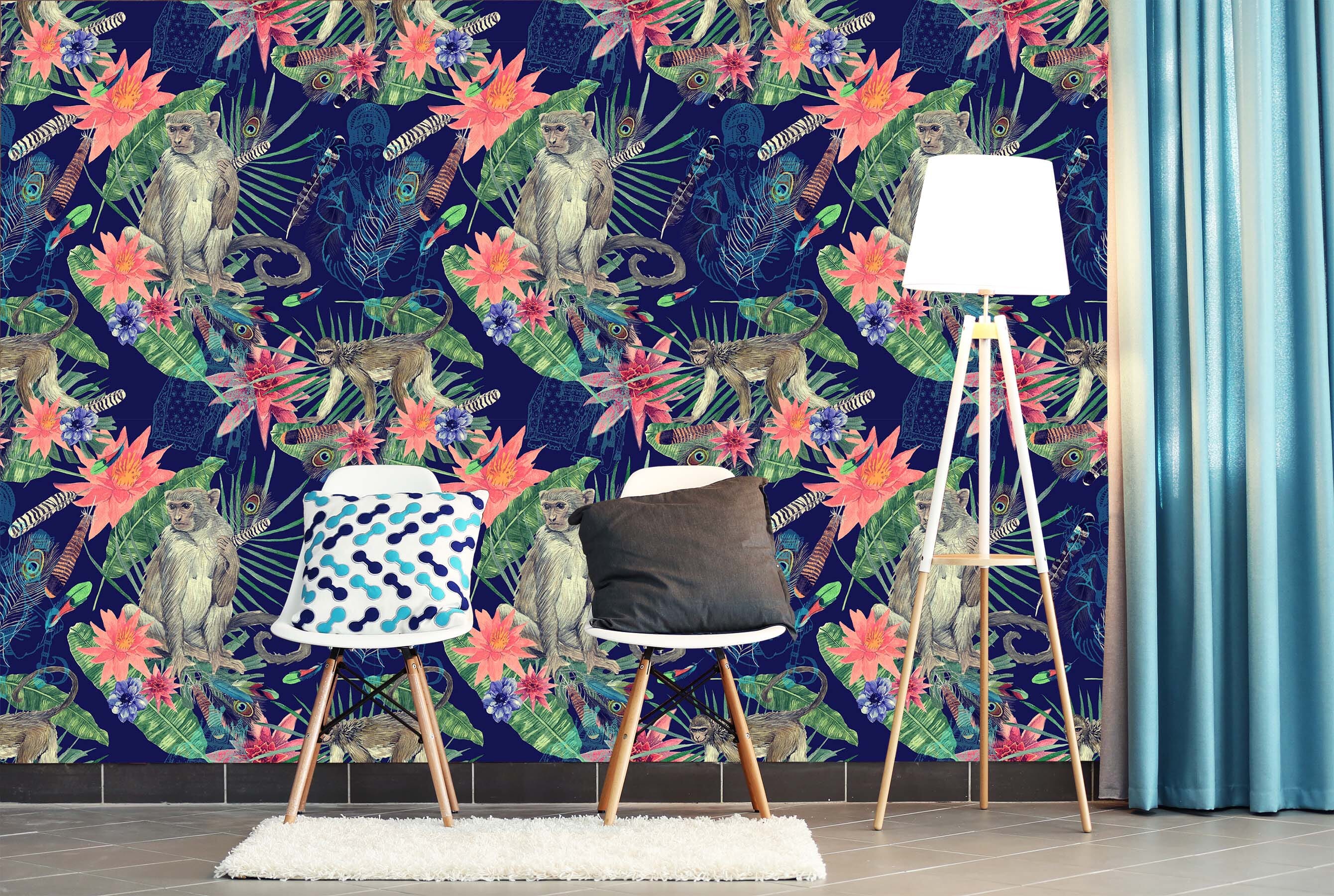 3D Monkey Feather 314 Wall Murals Wallpaper AJ Wallpaper 2