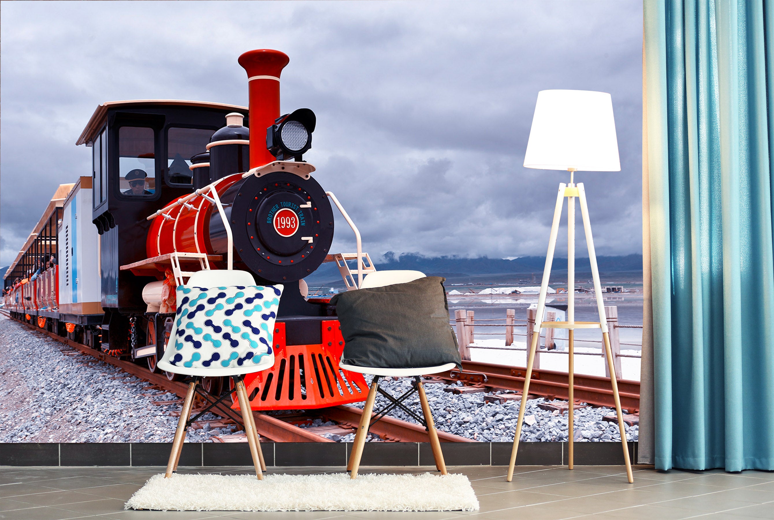 3D Black Cloud Train 082 Vehicle Wall Murals