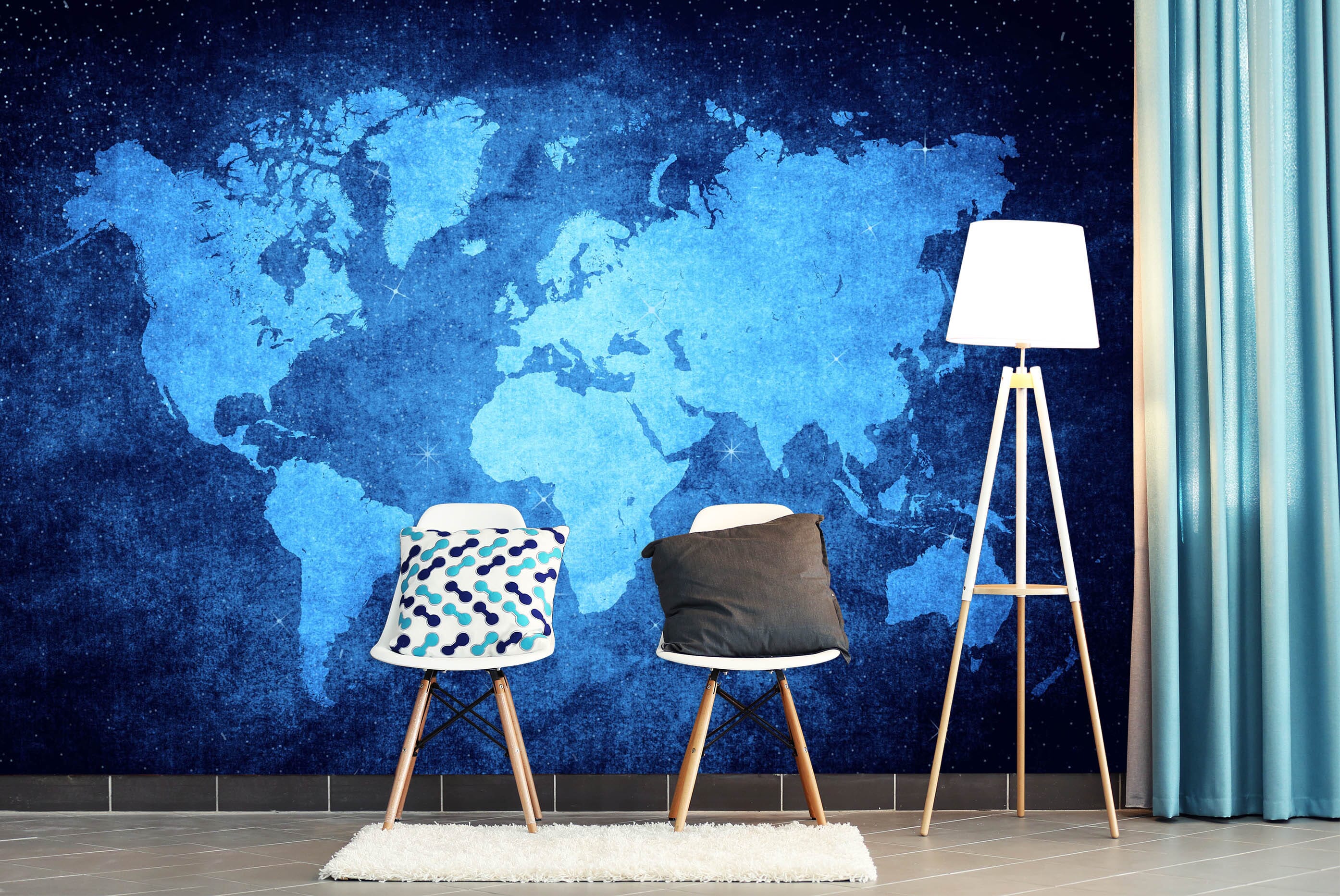 3D Blue Clouds 2029 World Map Wall Murals Wallpaper AJ Wallpaper 2