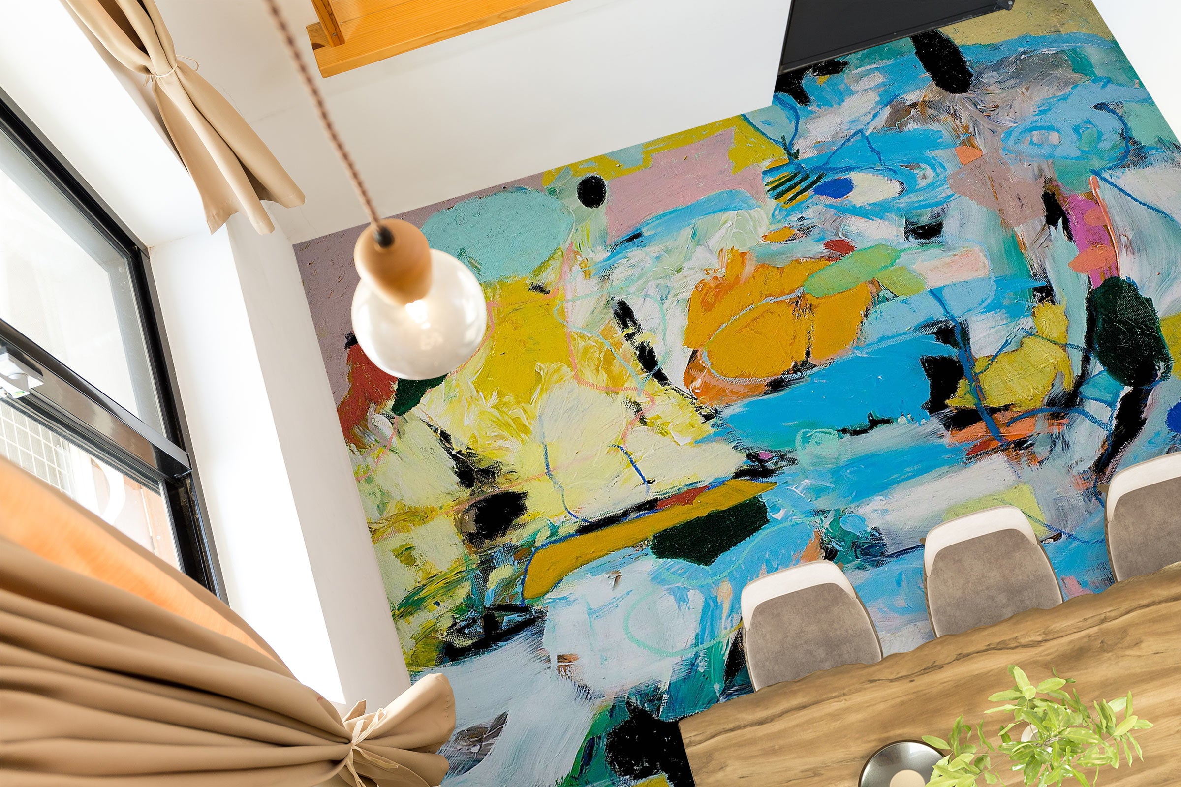 3D Blue Color Brush Paint 9550 Allan P. Friedlander Floor Mural