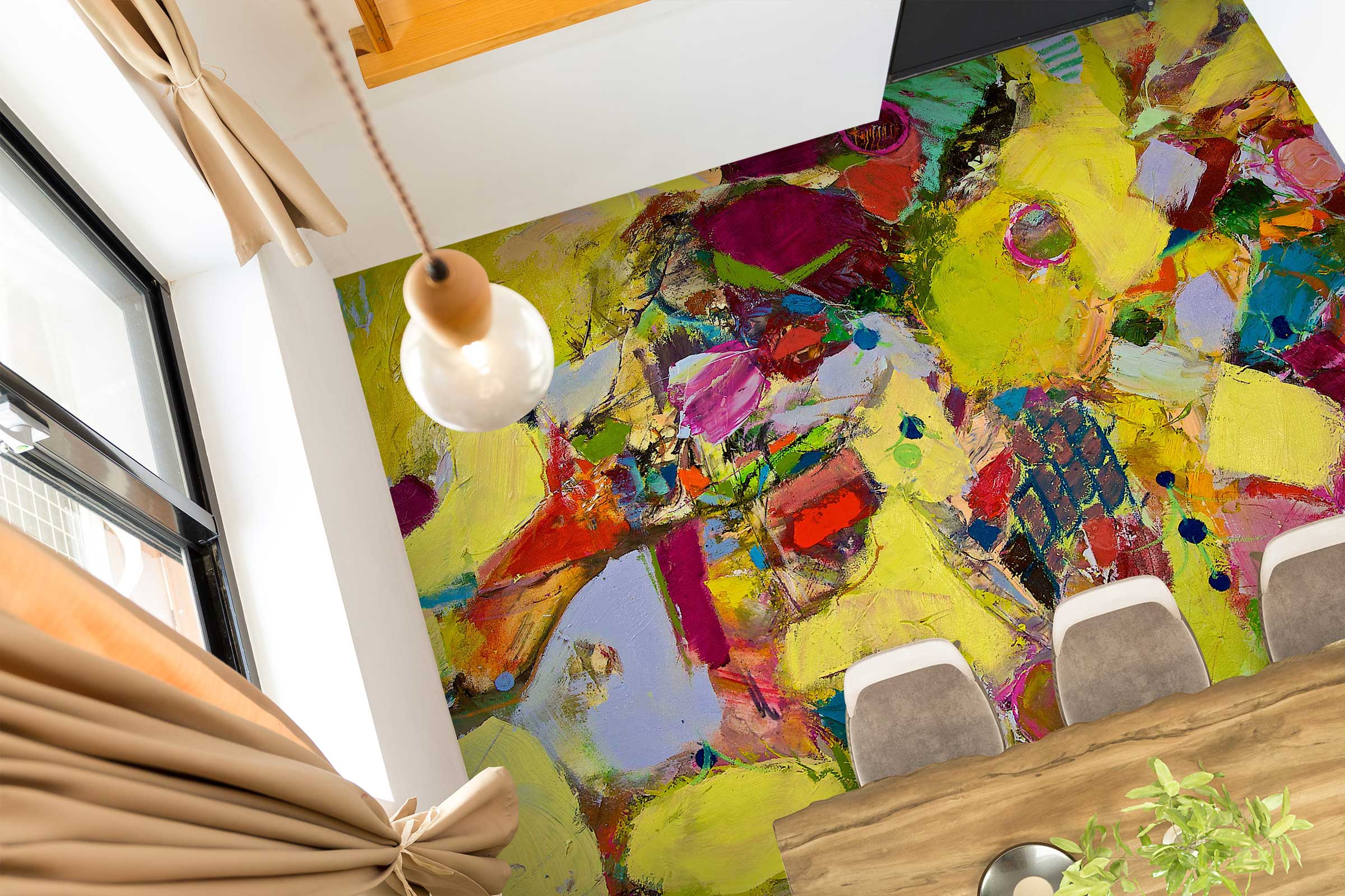 3D Yellow Color Brush Paint 9632 Allan P. Friedlander Floor Mural
